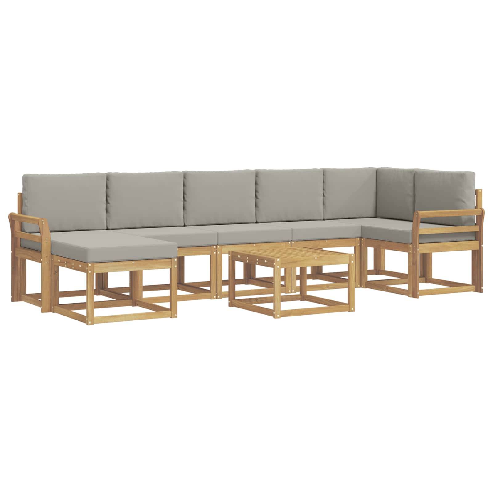 vidaXL Outdoor-Sofagarnitur 8 pcs Weiß und Hellgrau