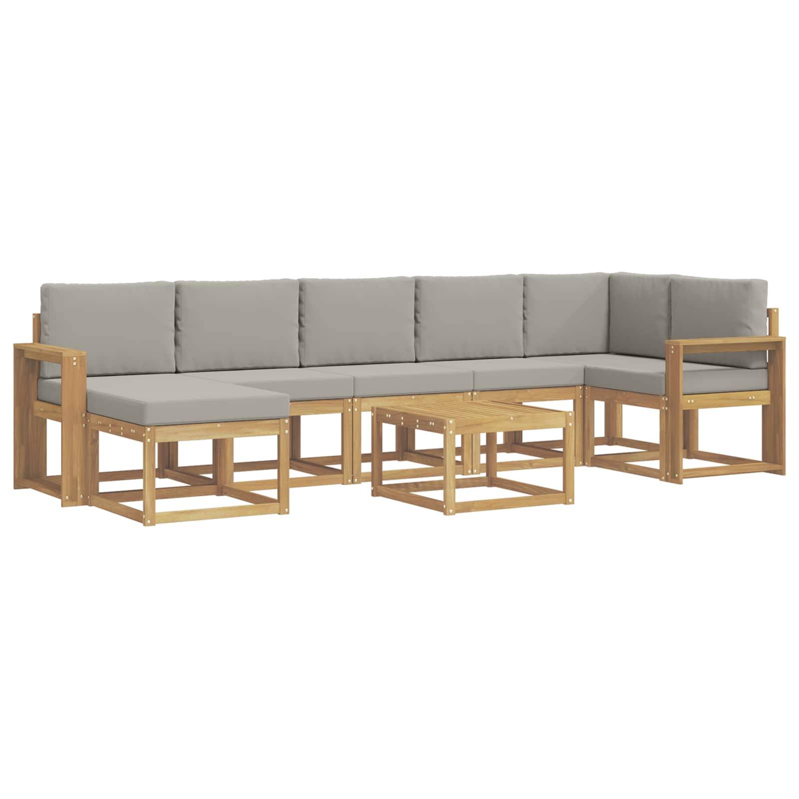 vidaXL Outdoor-Sofagarnitur 8 pcs Weiß und Hellgrau