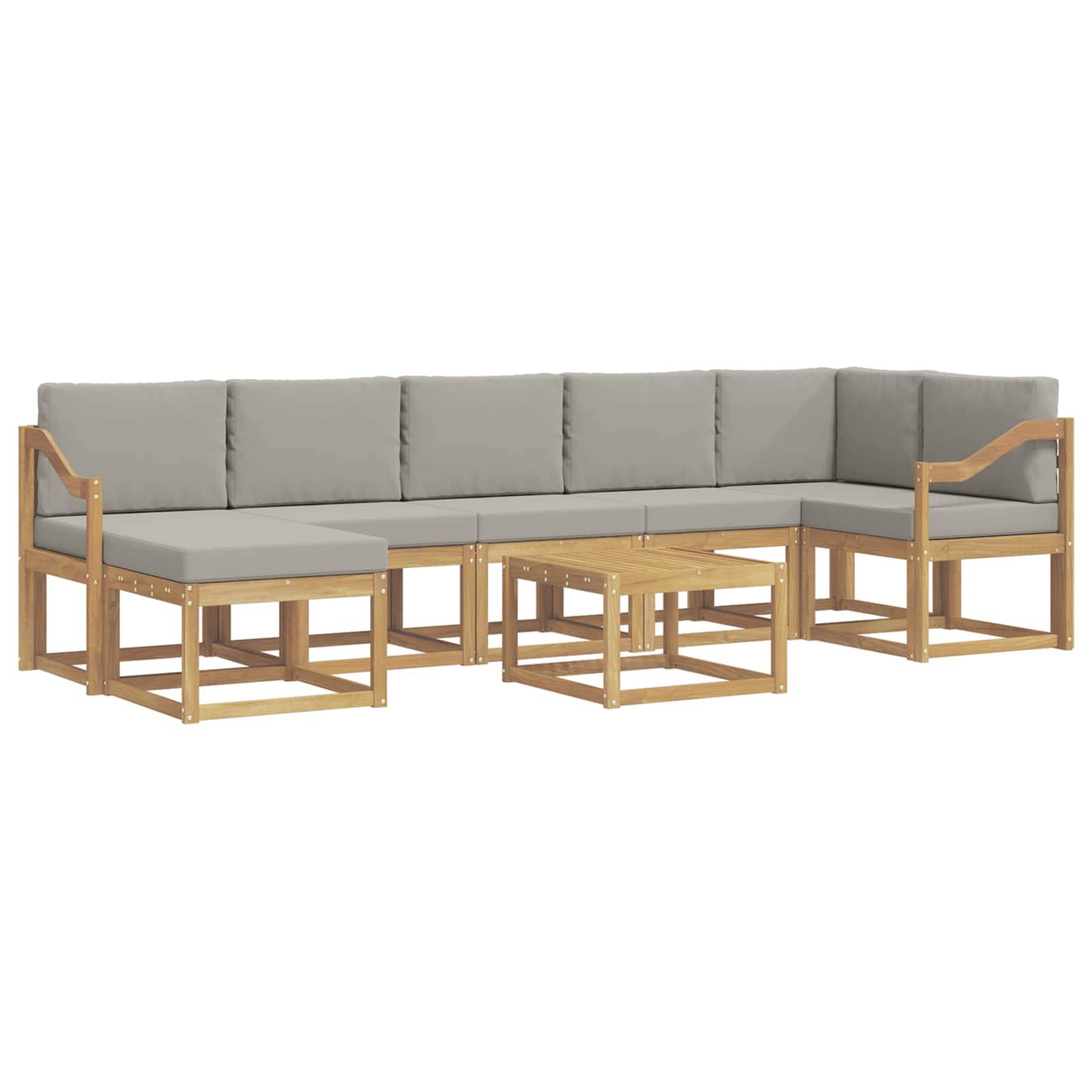 vidaXL Outdoor-Sofagarnitur 8 pcs Weiß und Hellgrau