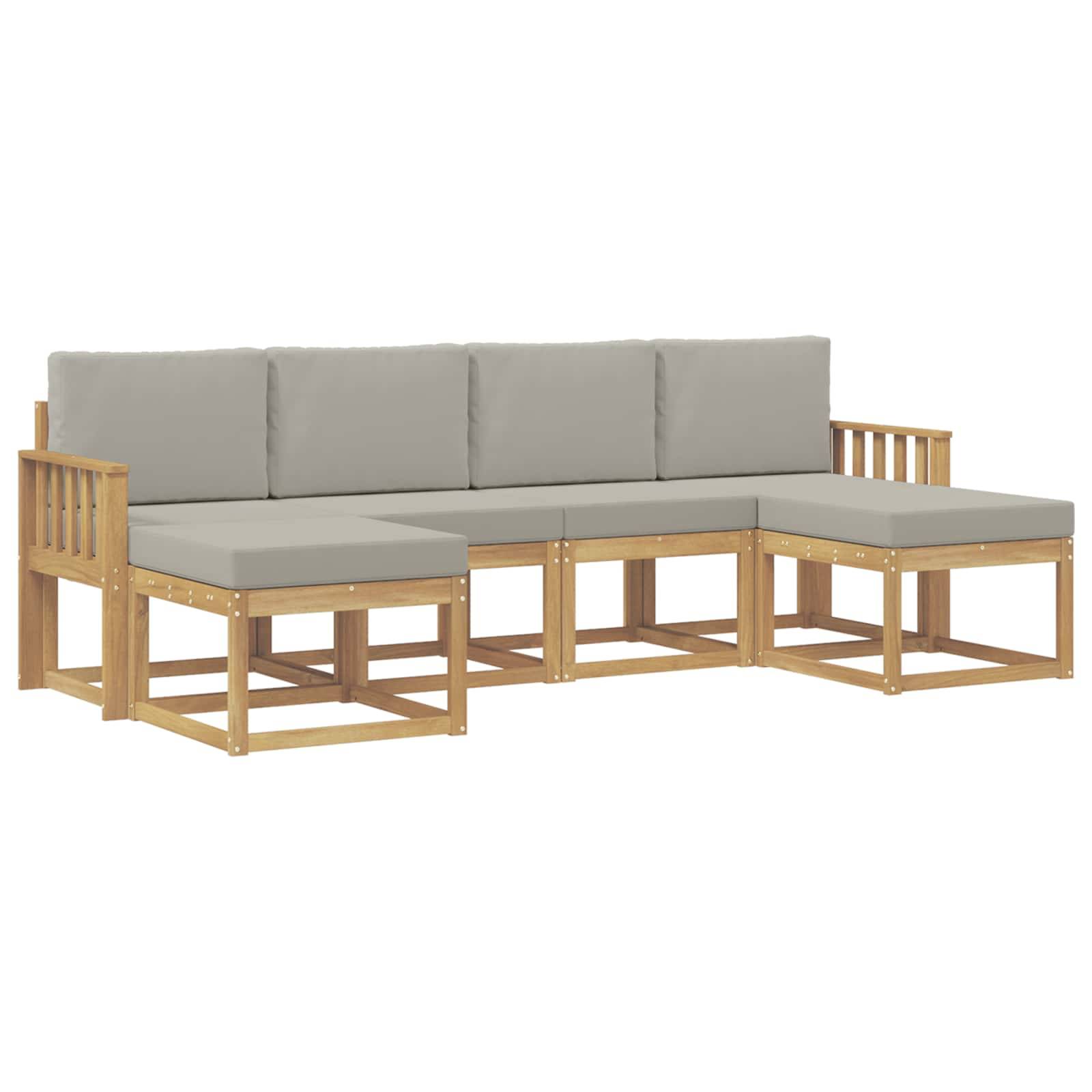 vidaXL Outdoor-Sofagarnitur mit Kissen 6 pcs Weiß und Hellgrau