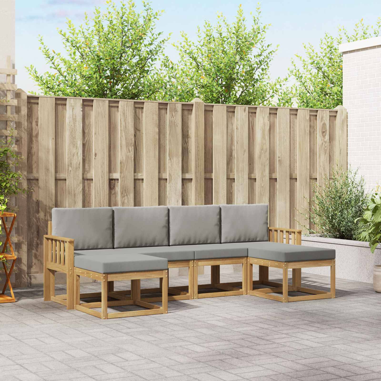 vidaXL Outdoor-Sofagarnitur mit Kissen 6 pcs Weiß und Hellgrau