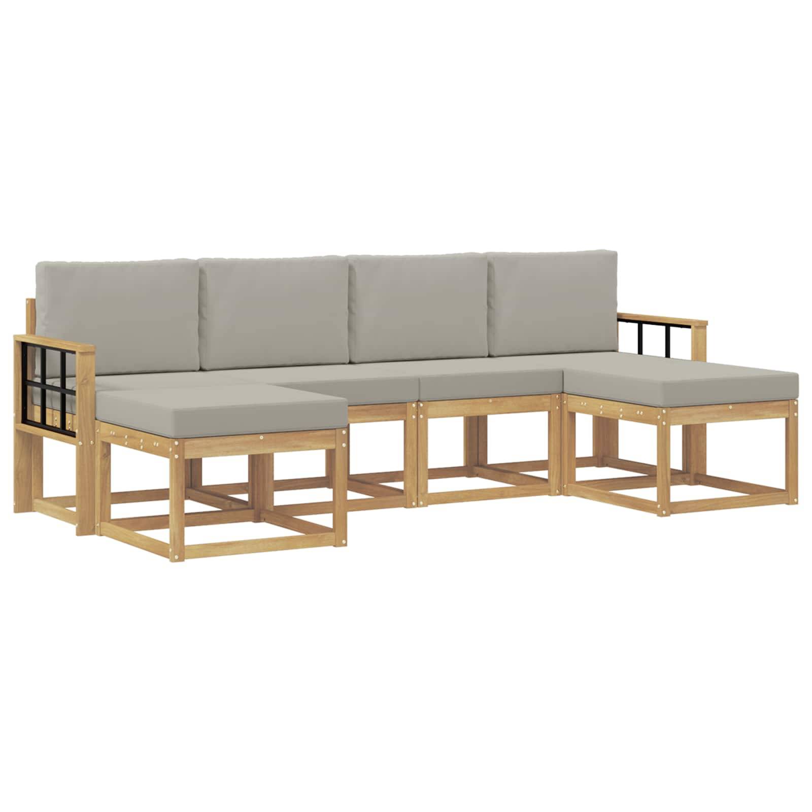 vidaXL Outdoor-Sofagarnitur mit Kissen 6 pcs Weiß und Hellgrau