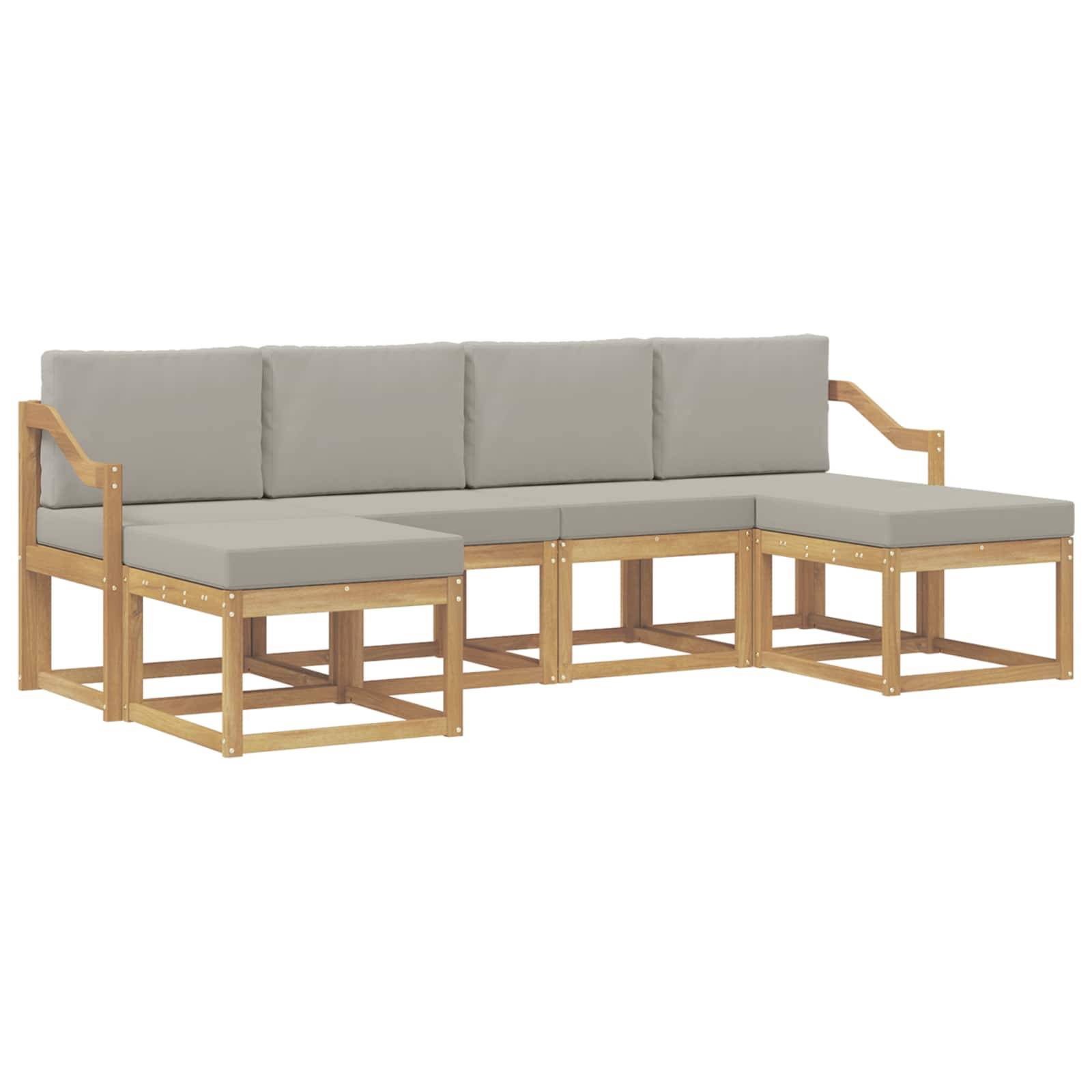 vidaXL Outdoor-Sofagarnitur mit Kissen 6 pcs Weiß und Hellgrau
