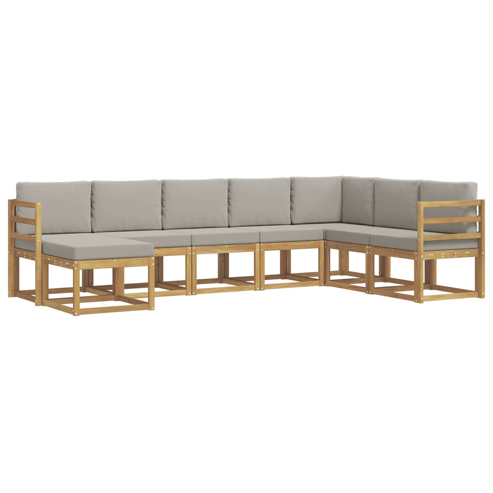vidaXL Outdoor-Sofagarnitur mit Kissen 8 pcs Weiß und Hellgrau