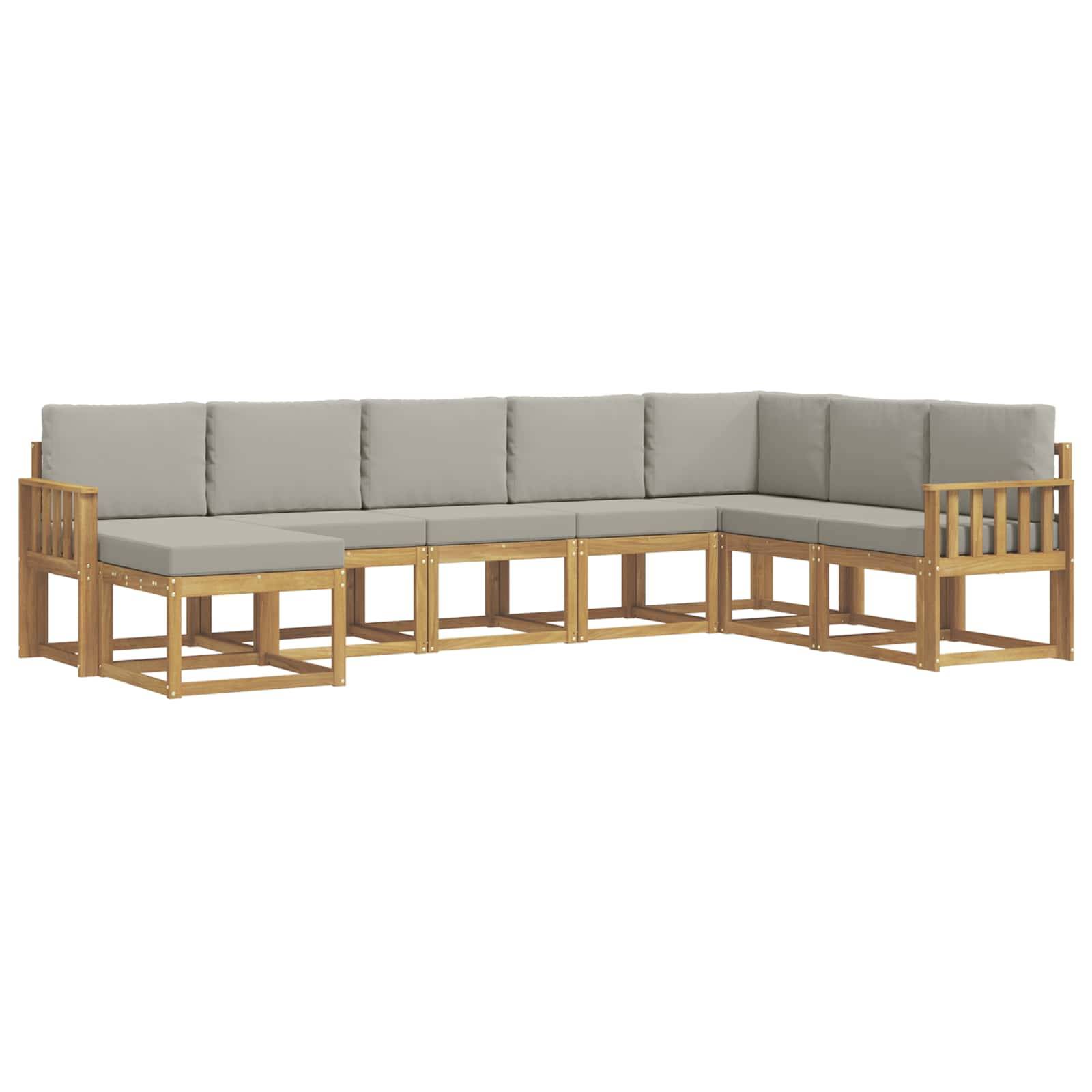vidaXL Outdoor-Sofagarnitur mit Kissen 8 pcs Weiß und Hellgrau