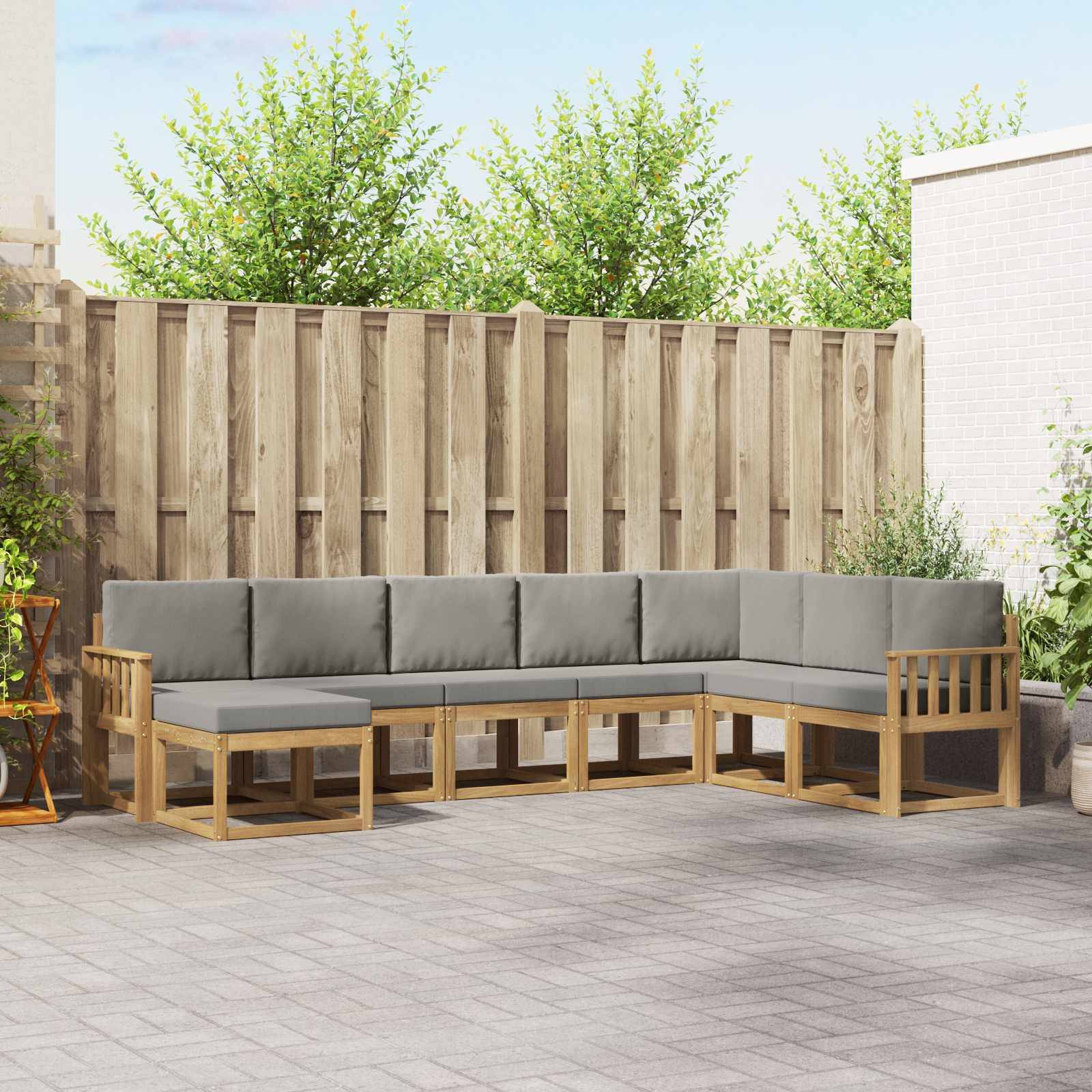 vidaXL Outdoor-Sofagarnitur mit Kissen 8 pcs Weiß und Hellgrau