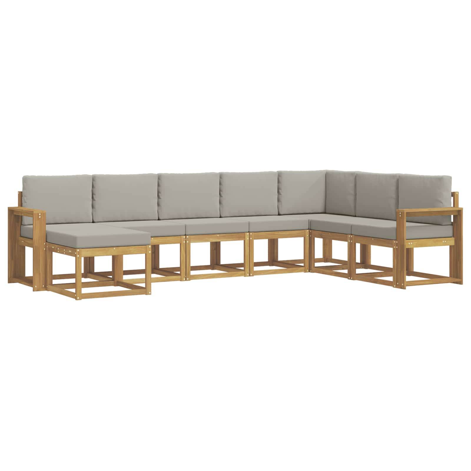 vidaXL Outdoor-Sofagarnitur mit Kissen 8 pcs Weiß und Hellgrau