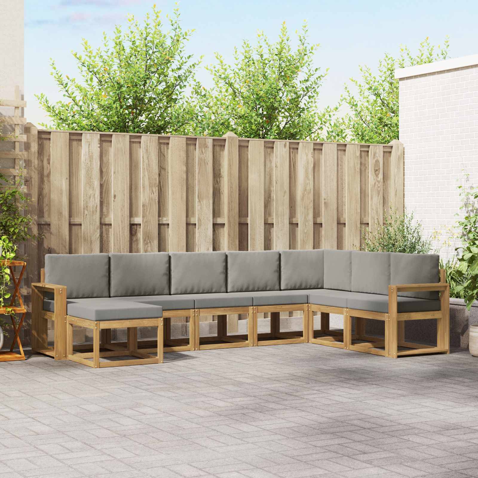 vidaXL Outdoor-Sofagarnitur mit Kissen 8 pcs Weiß und Hellgrau