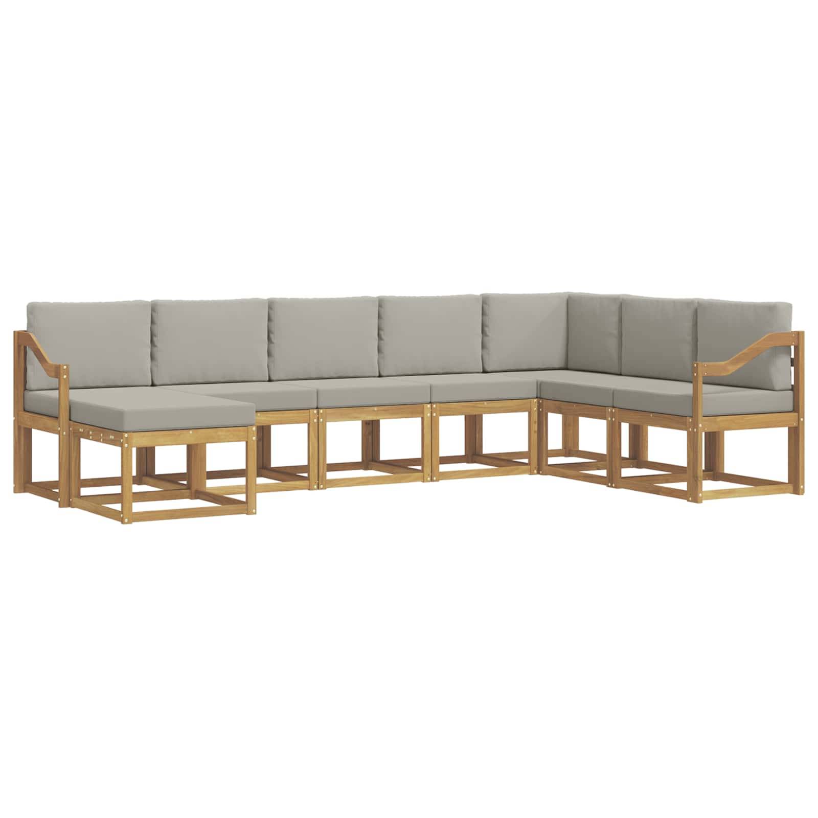 vidaXL Outdoor-Sofagarnitur mit Kissen 8 pcs Weiß und Hellgrau
