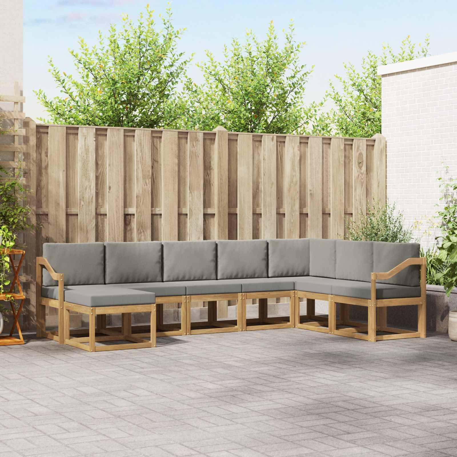 vidaXL Outdoor-Sofagarnitur mit Kissen 8 pcs Weiß und Hellgrau