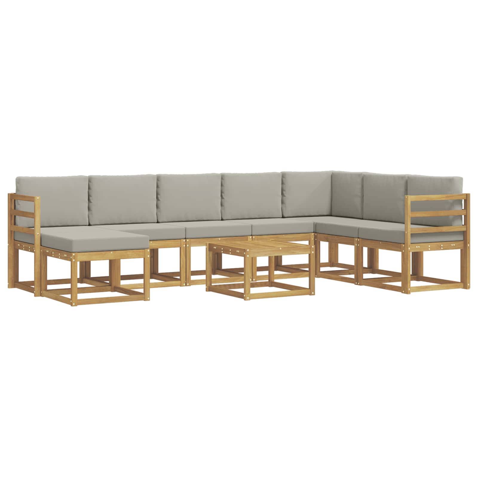 vidaXL Outdoor-Sofagarnitur mit Kissen 9 pcs Weiß und Hellgrau