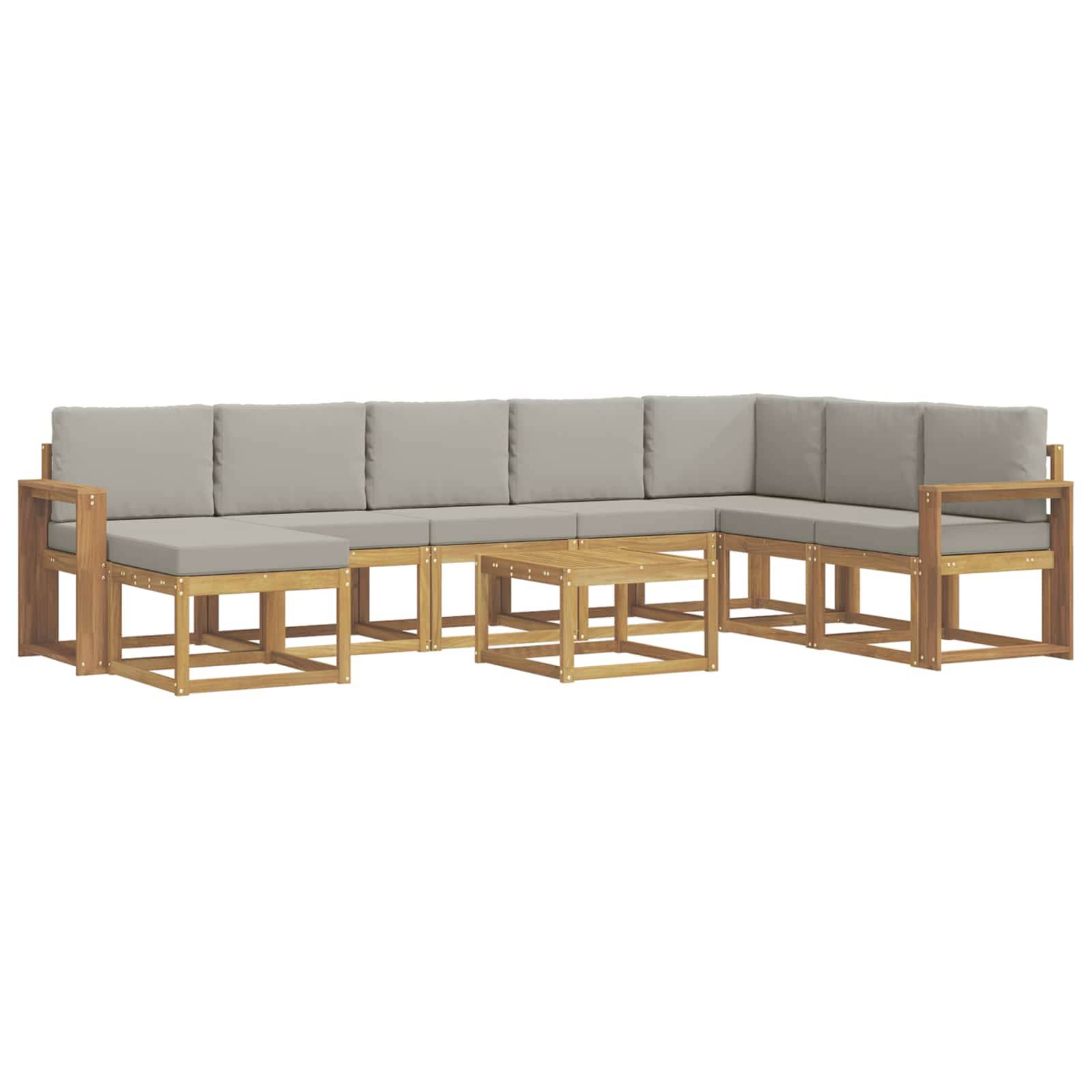 vidaXL Outdoor-Sofagarnitur mit Kissen 9 pcs Weiß und Hellgrau