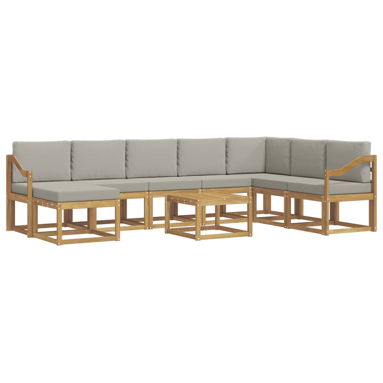 vidaXL Outdoor-Sofagarnitur mit Kissen 9 pcs Weiß und Hellgrau