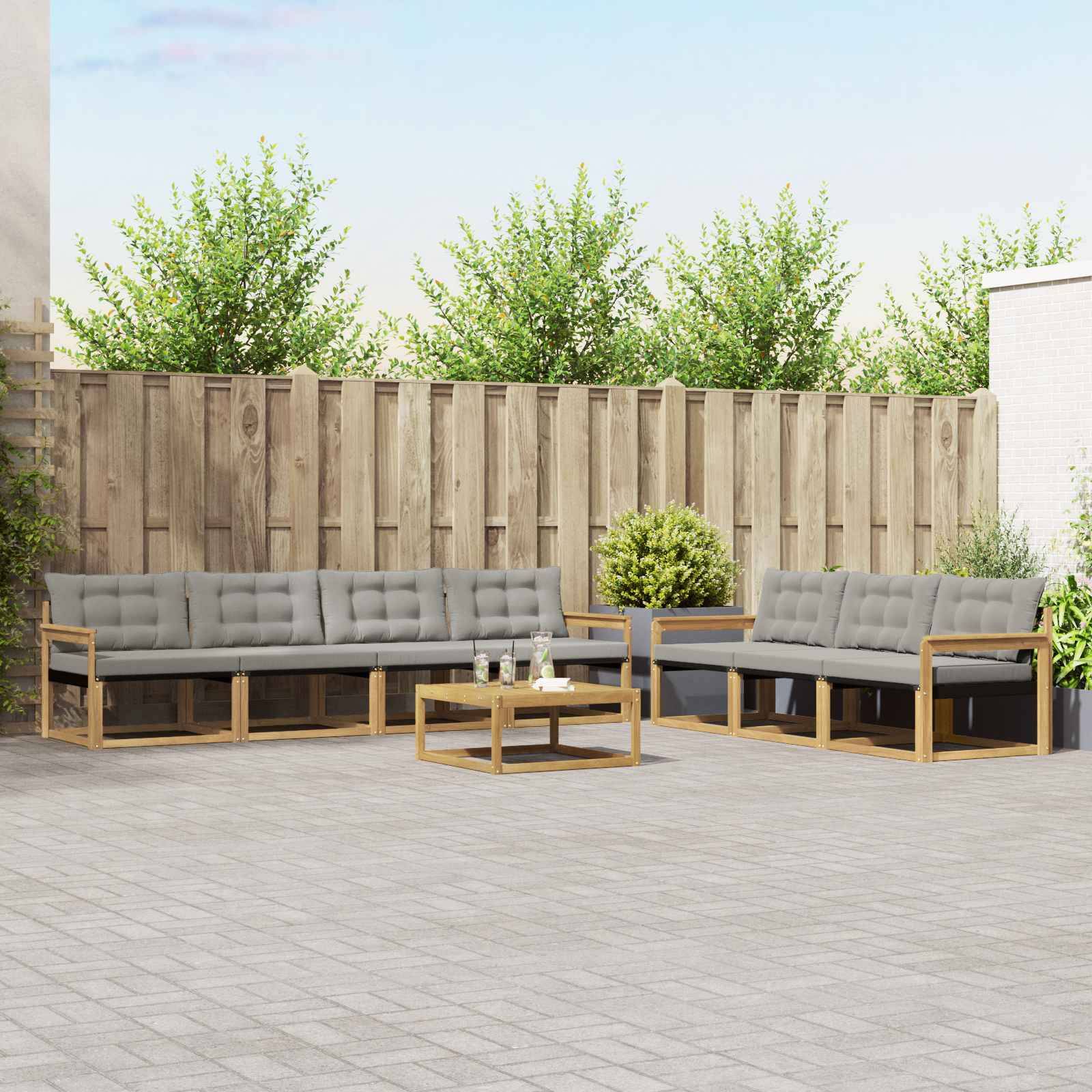 vidaXL Outdoor-Sofagarnitur 8 pcs Weiß und Hellgrau