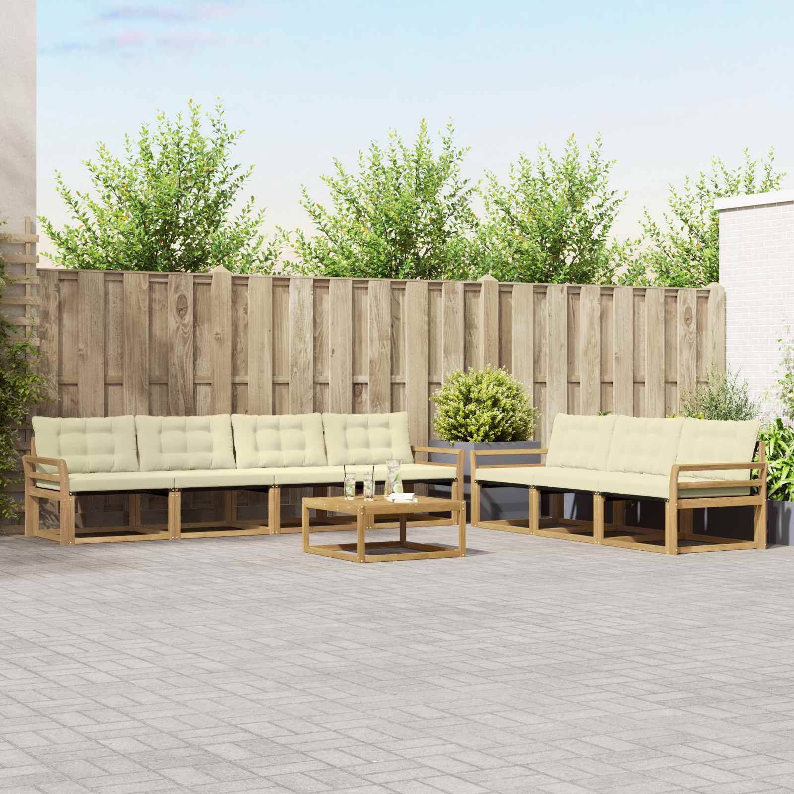 vidaXL Outdoor-Sofagarnitur 8 pcs Weiß und Creme