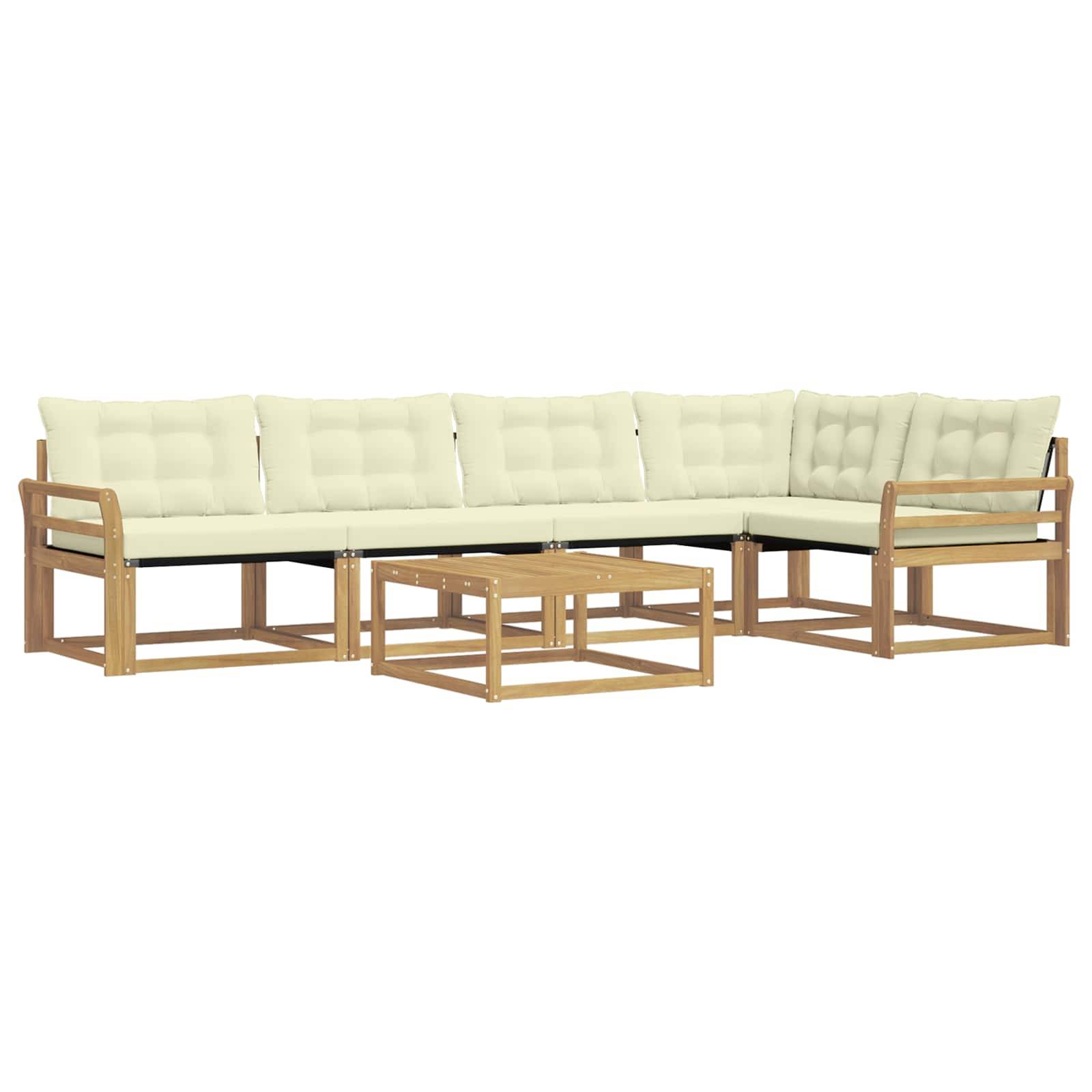 vidaXL Outdoor-Sofagarnitur 6 pcs Weiß und Creme 79 x 79 x 37 cm