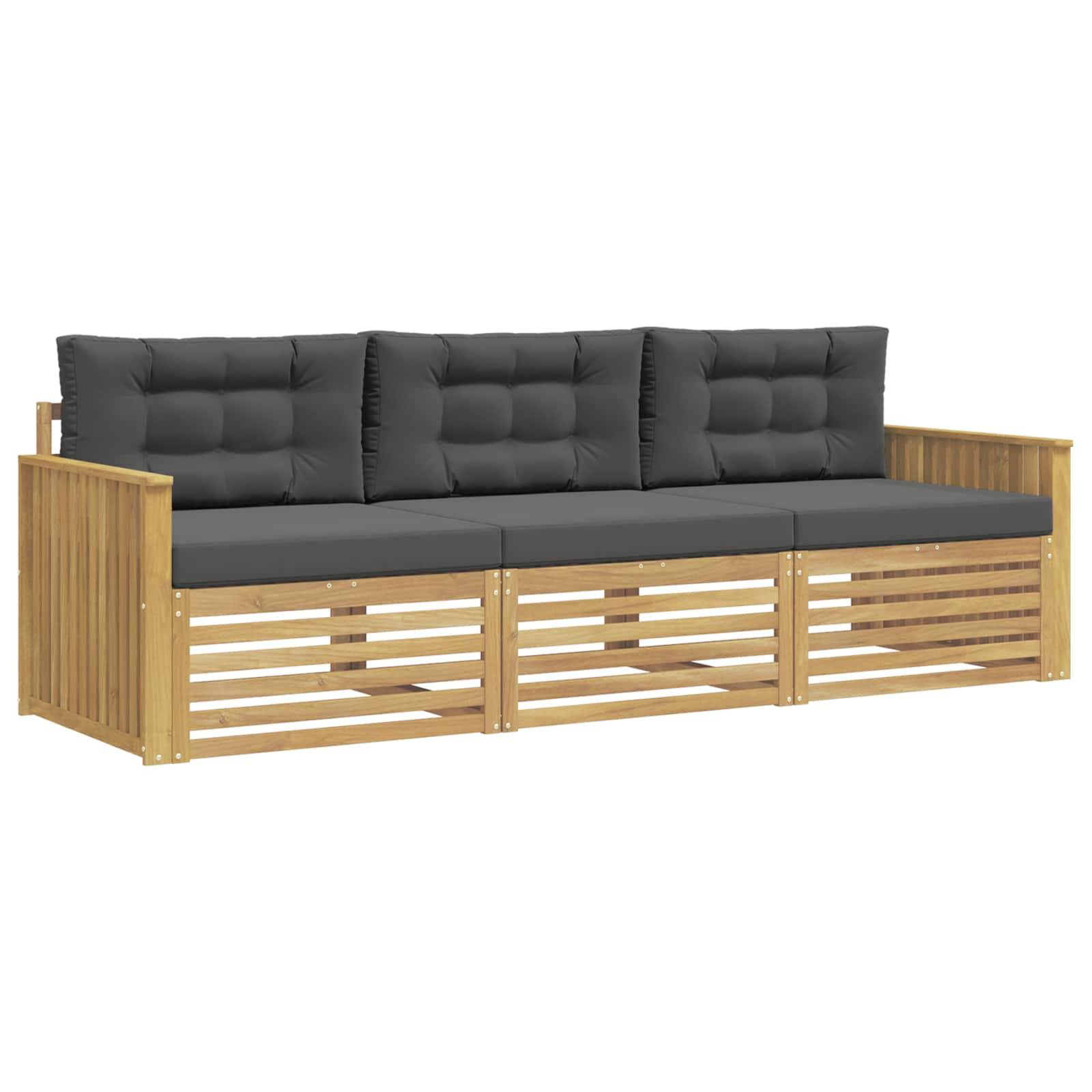 vidaXL Outdoor-Sofagarnitur 3 pcs Weiß und Anthrazit Massivholz Akazie