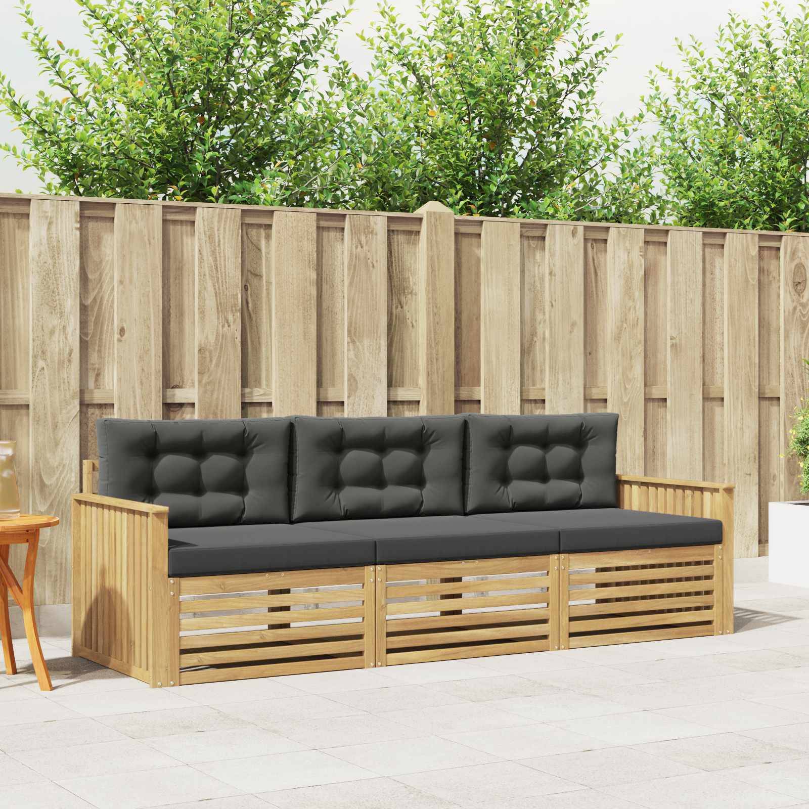 vidaXL Outdoor-Sofagarnitur 3 pcs Weiß und Anthrazit Massivholz Akazie