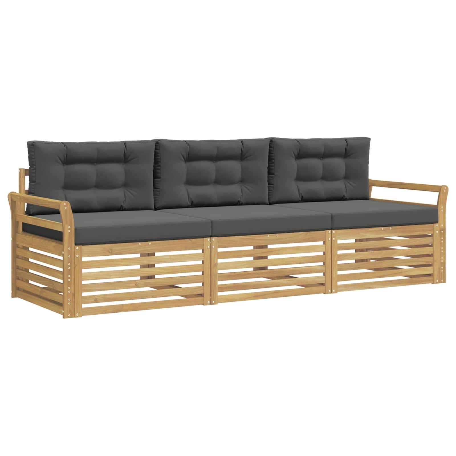 vidaXL Outdoor-Sofagarnitur 3 pcs Weiß und Anthrazit Massivholz Akazie