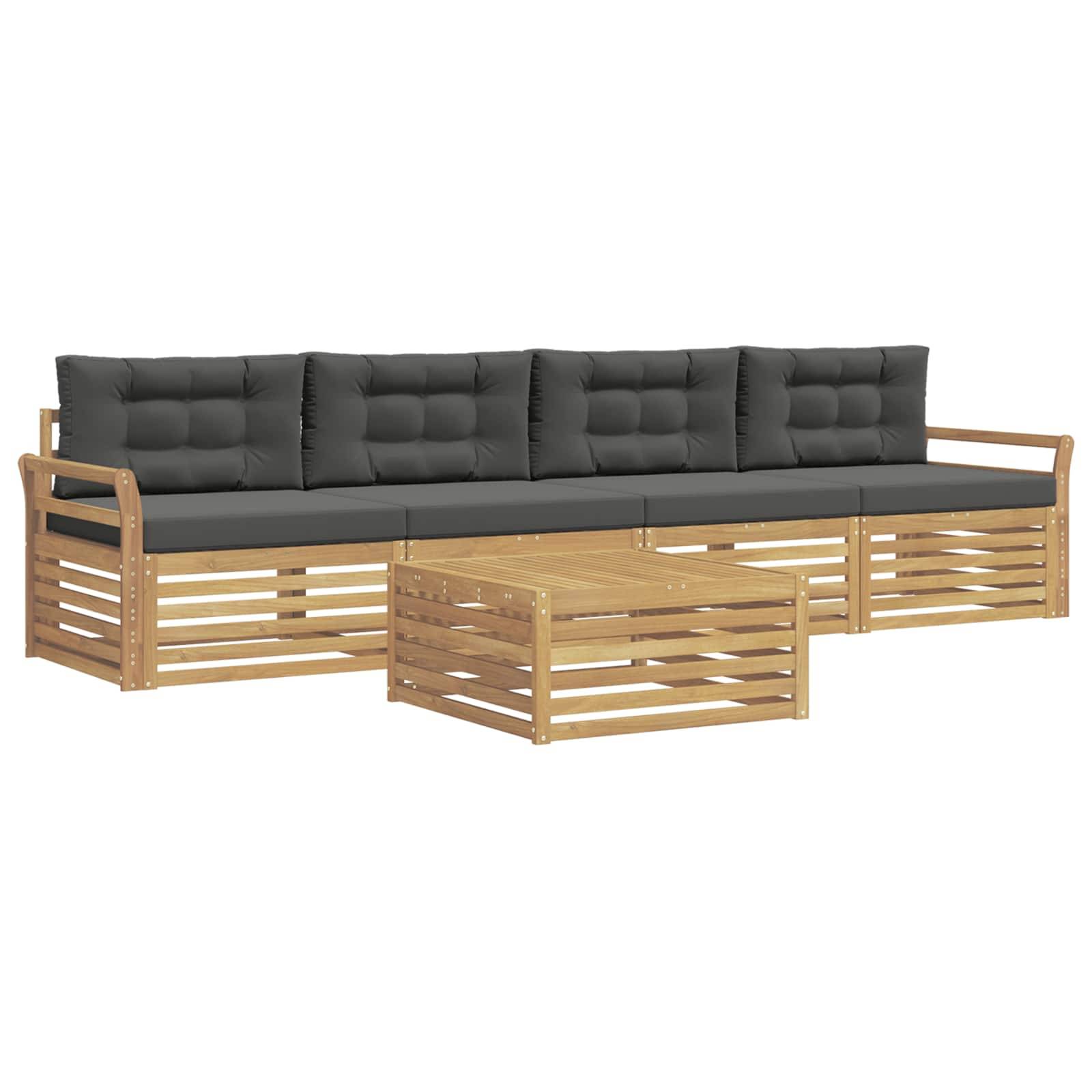 vidaXL Outdoor-Sofagarnitur 5 pcs Weiß und Anthrazit Massivholz Akazie