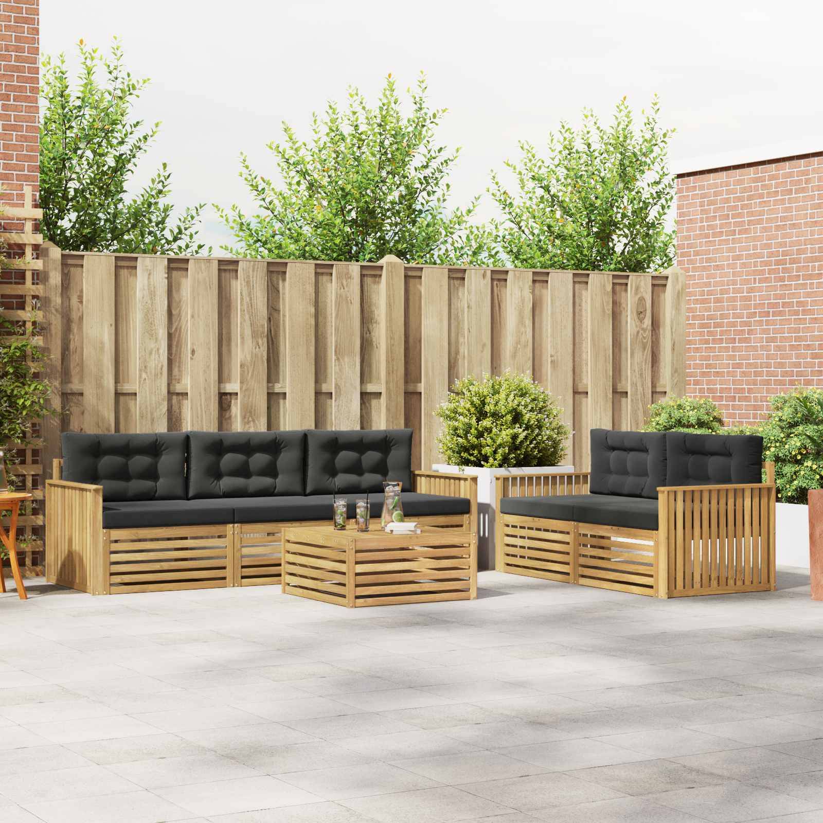 vidaXL Outdoor-Sofagarnitur 6 pcs Weiß und Anthrazit