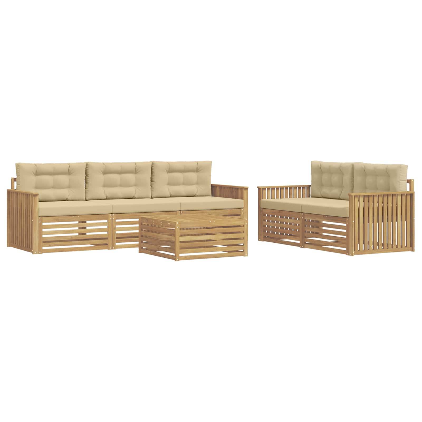 vidaXL Outdoor-Sofagarnitur 6 pcs Weiß und Beige