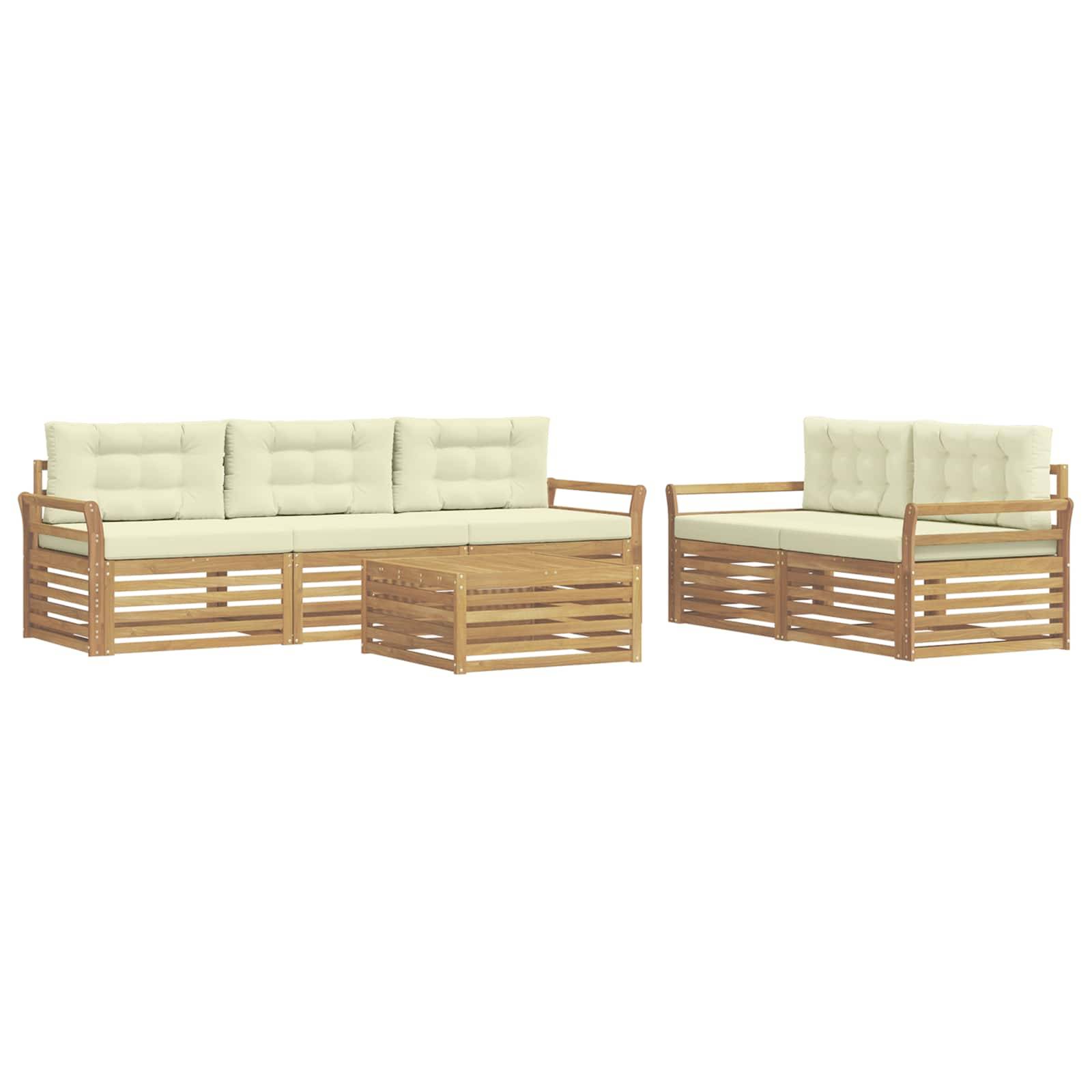 vidaXL Outdoor-Sofagarnitur 6 pcs Weiß und Creme