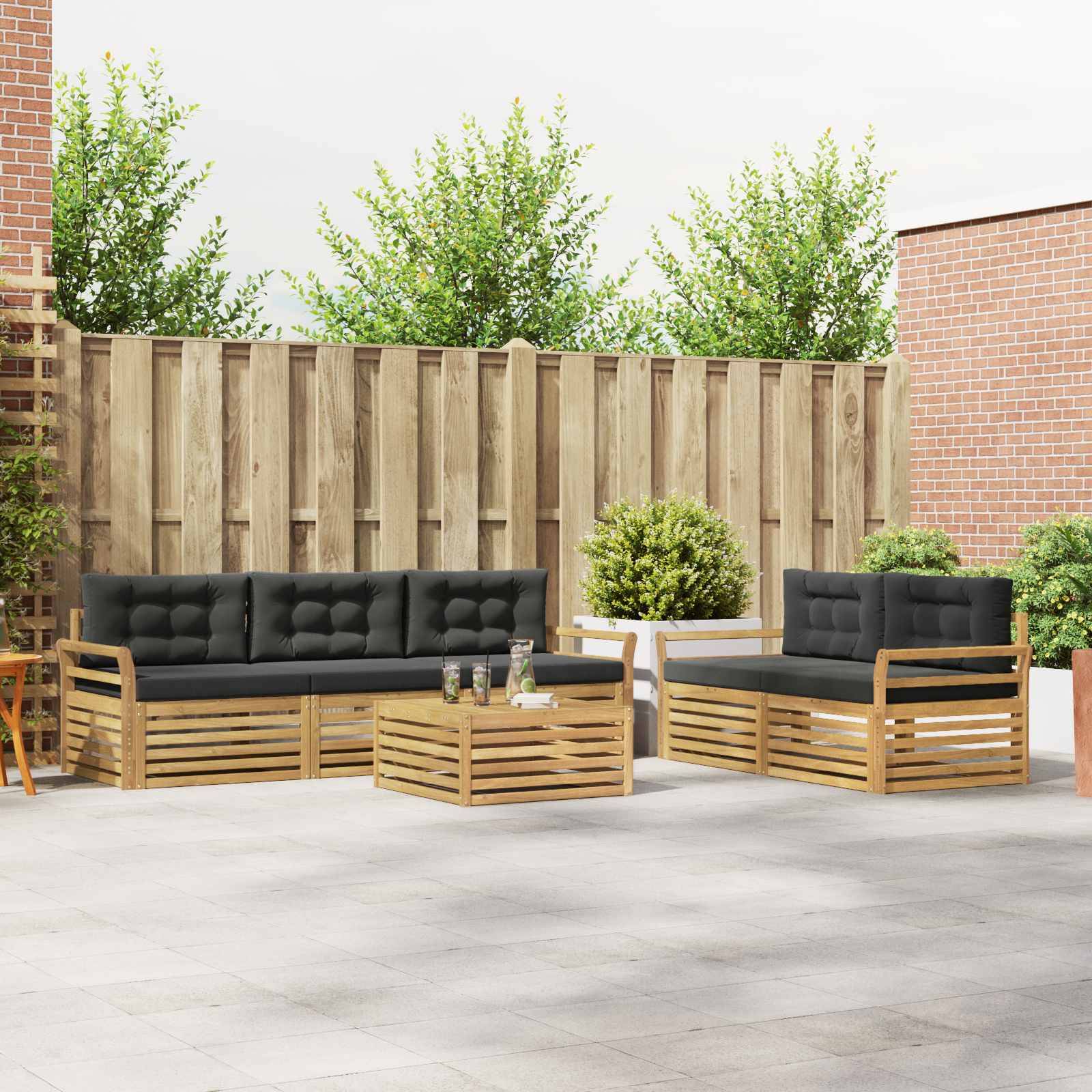 vidaXL Outdoor-Sofagarnitur 6 pcs Weiß und Anthrazit