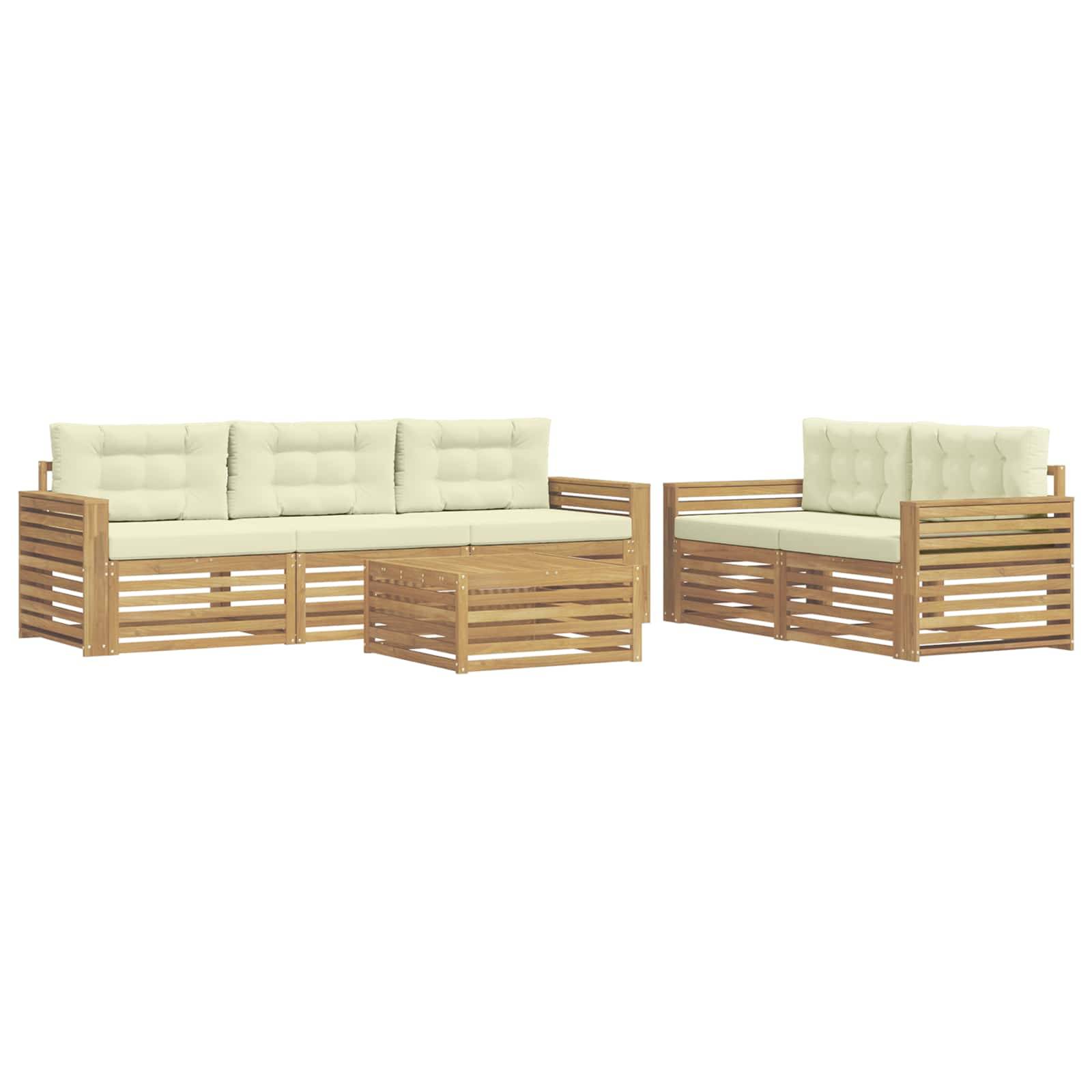 vidaXL Outdoor-Sofagarnitur 6 pcs Weiß und Creme