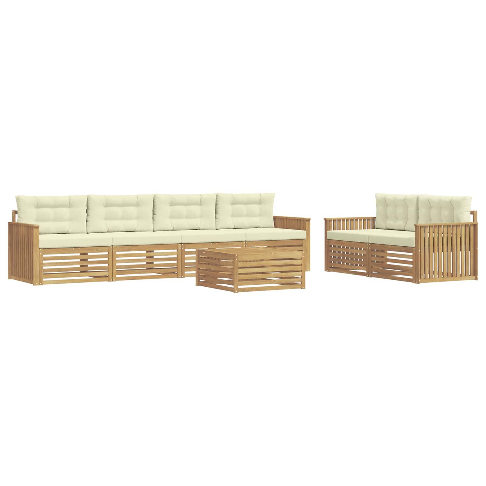 vidaXL Outdoor-Sofagarnitur 7 pcs Weiß und Creme Massivholz Akazie