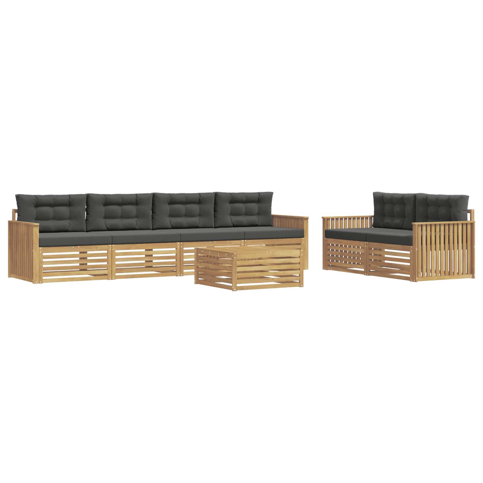 vidaXL Outdoor-Sofagarnitur 7 pcs Weiß und Anthrazit Massivholz Akazie