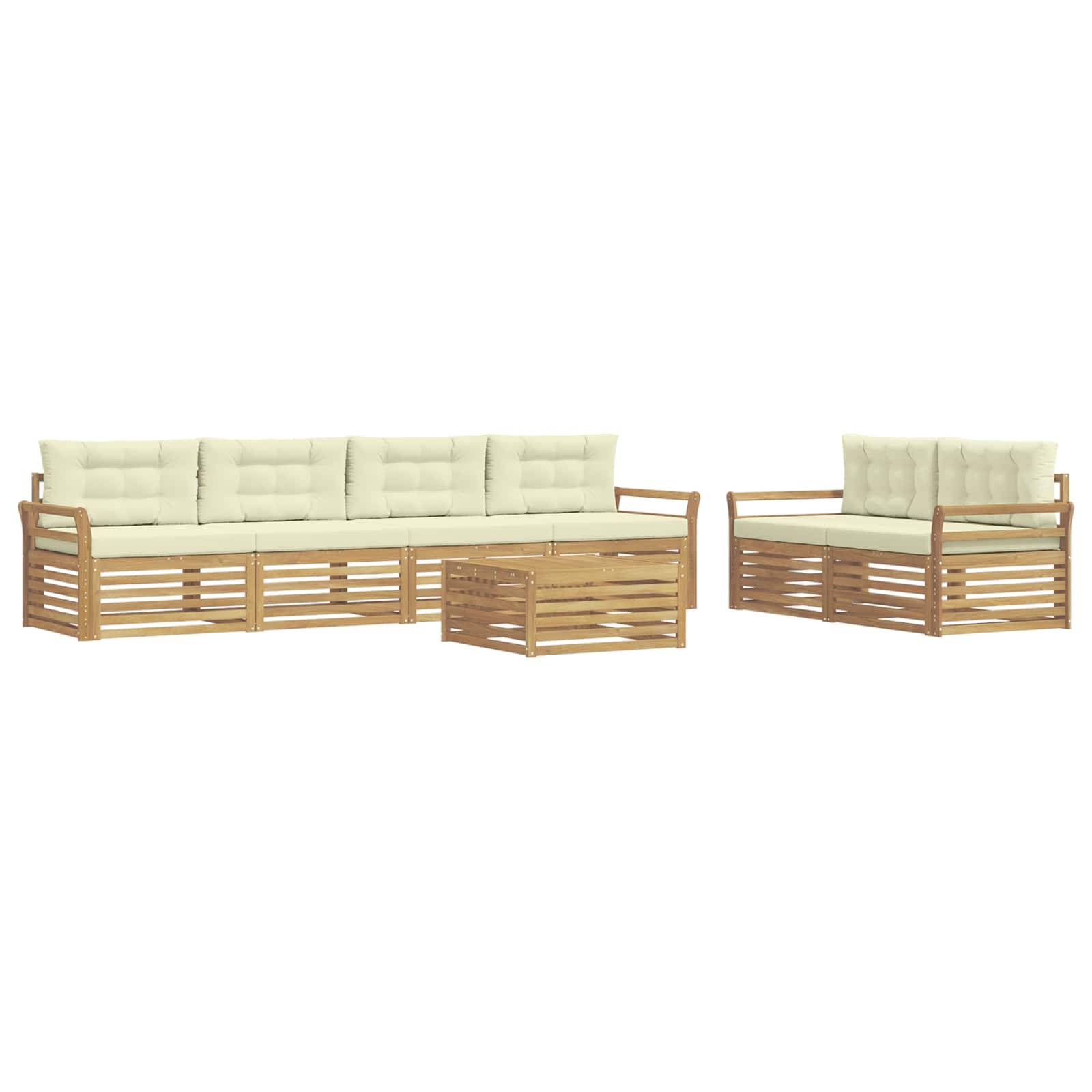 vidaXL Outdoor-Sofagarnitur 7 pcs Weiß und Creme Massivholz Akazie