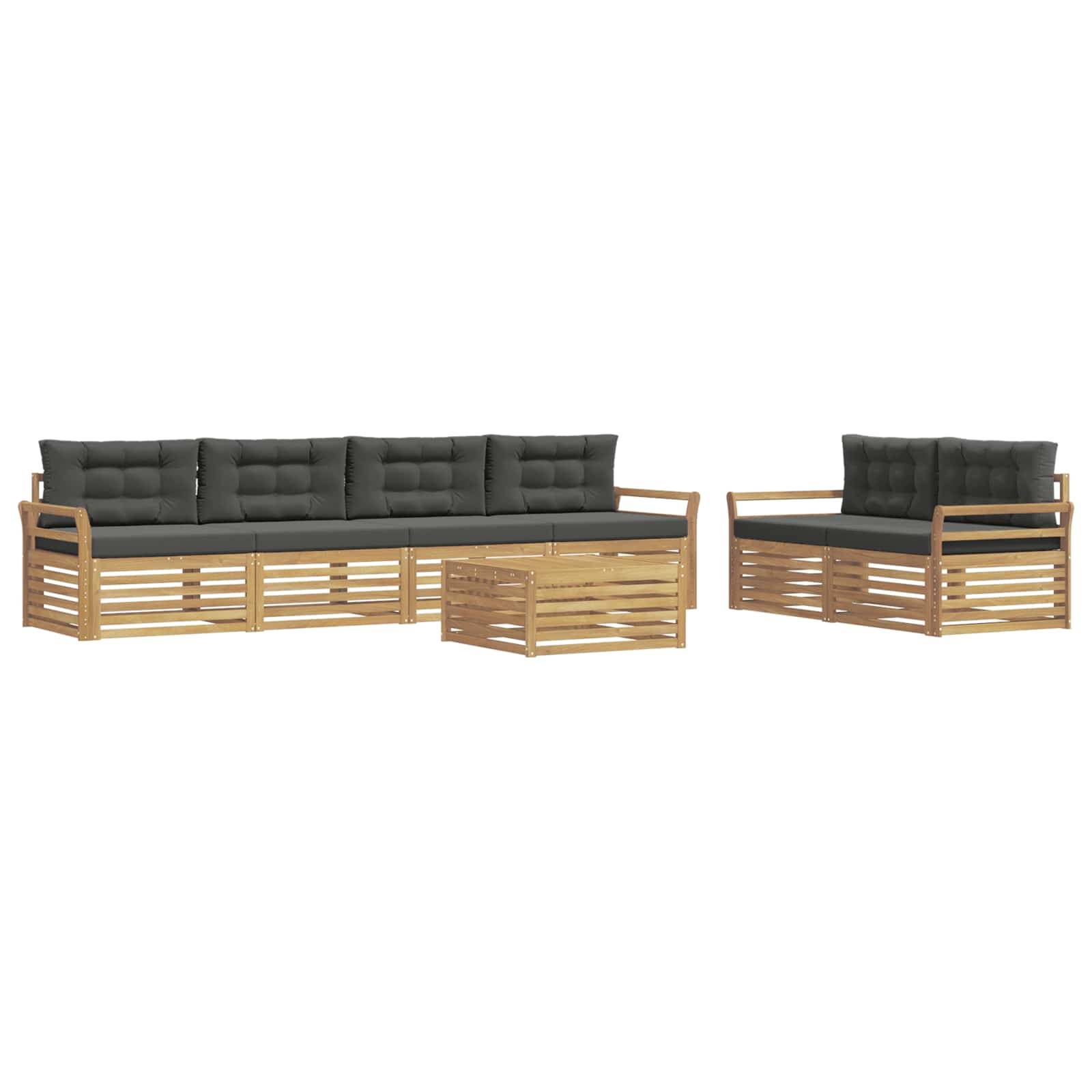 vidaXL Outdoor-Sofagarnitur 7 pcs Weiß und Anthrazit Massivholz Akazie