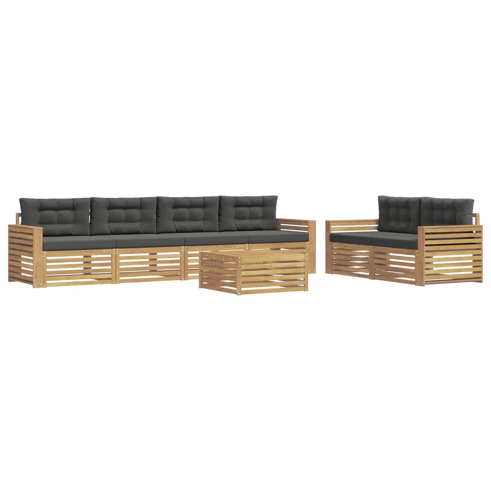 vidaXL Outdoor-Sofagarnitur 7 pcs Weiß und Anthrazit Massivholz Akazie