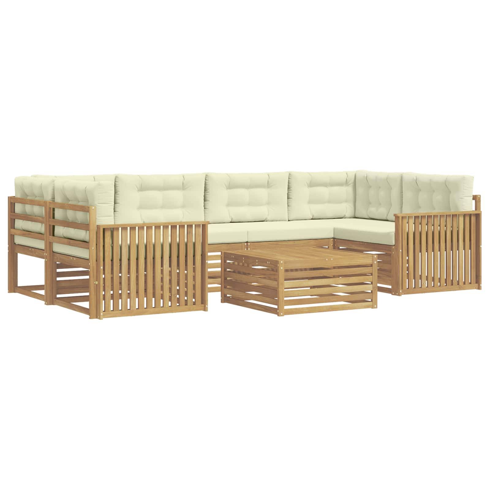vidaXL Outdoor-Sofagarnitur 7 pcs Weiß und Creme