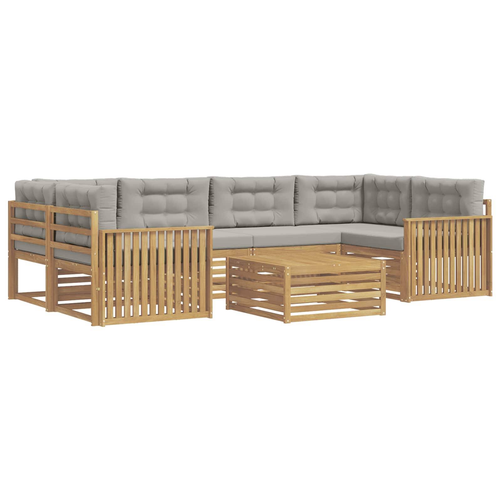 vidaXL Outdoor-Sofagarnitur 7 pcs Weiß und Hellgrau