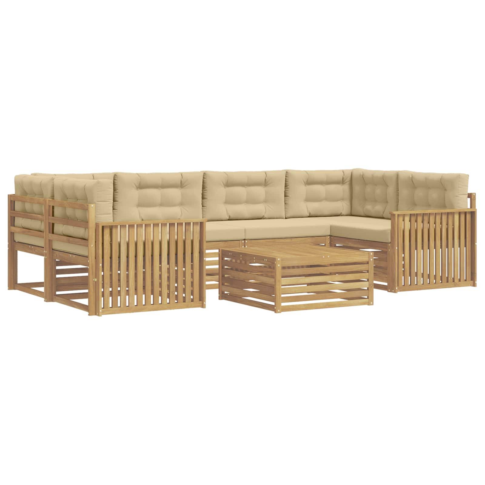 vidaXL Outdoor-Sofagarnitur 7 pcs Weiß und Beige