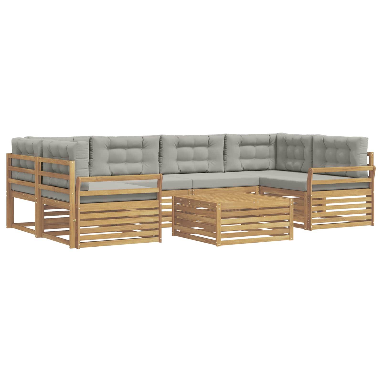 vidaXL Outdoor-Sofagarnitur 7 pcs Weiß und Hellgrau