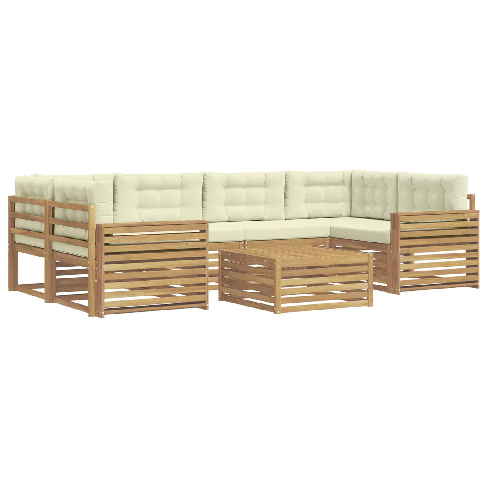 vidaXL Outdoor-Sofagarnitur 7 pcs Weiß und Creme