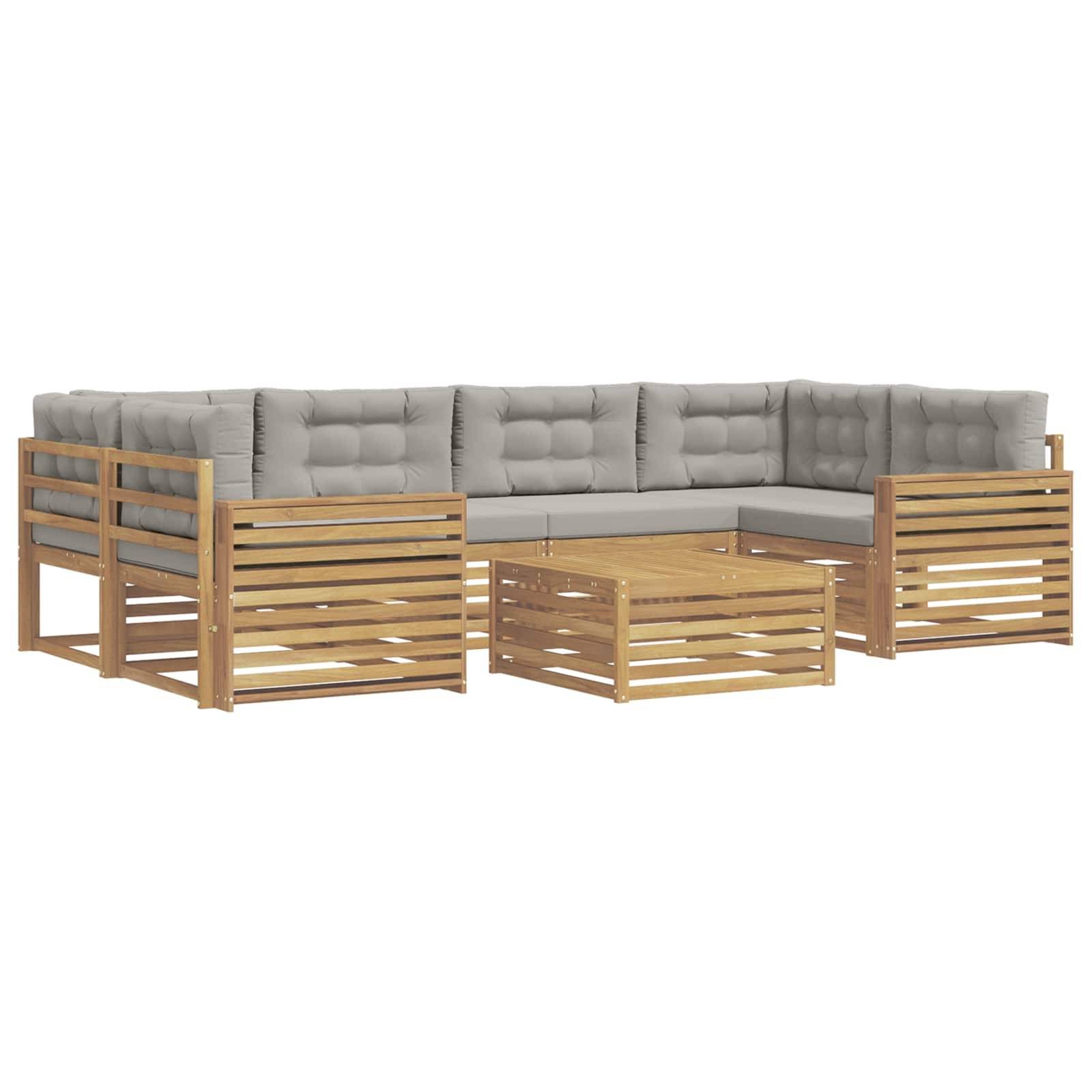 vidaXL Outdoor-Sofagarnitur 7 pcs Weiß und Hellgrau