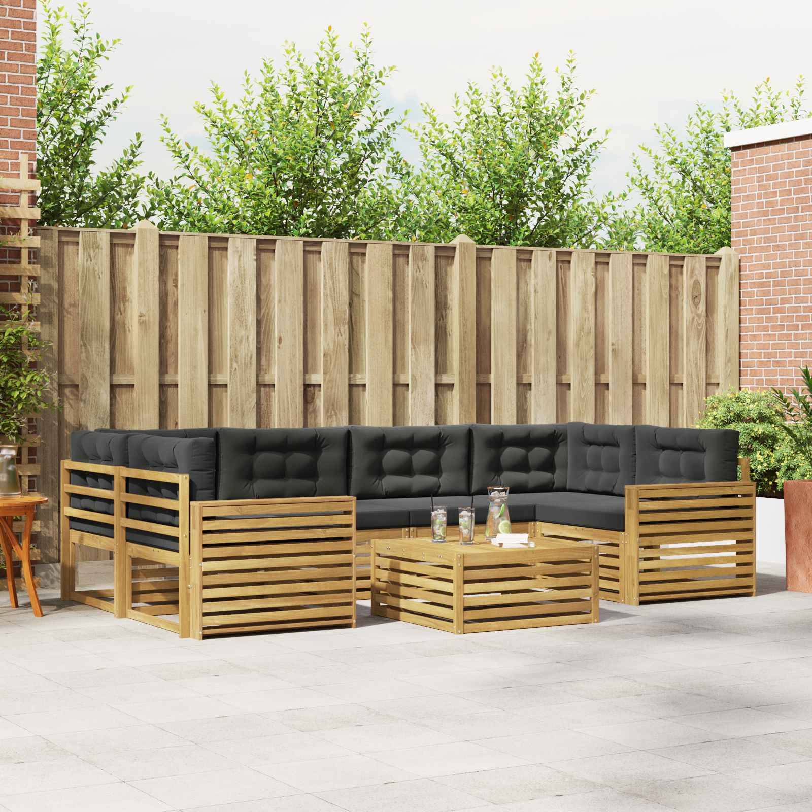 vidaXL Outdoor-Sofagarnitur 7 pcs Weiß und Anthrazit