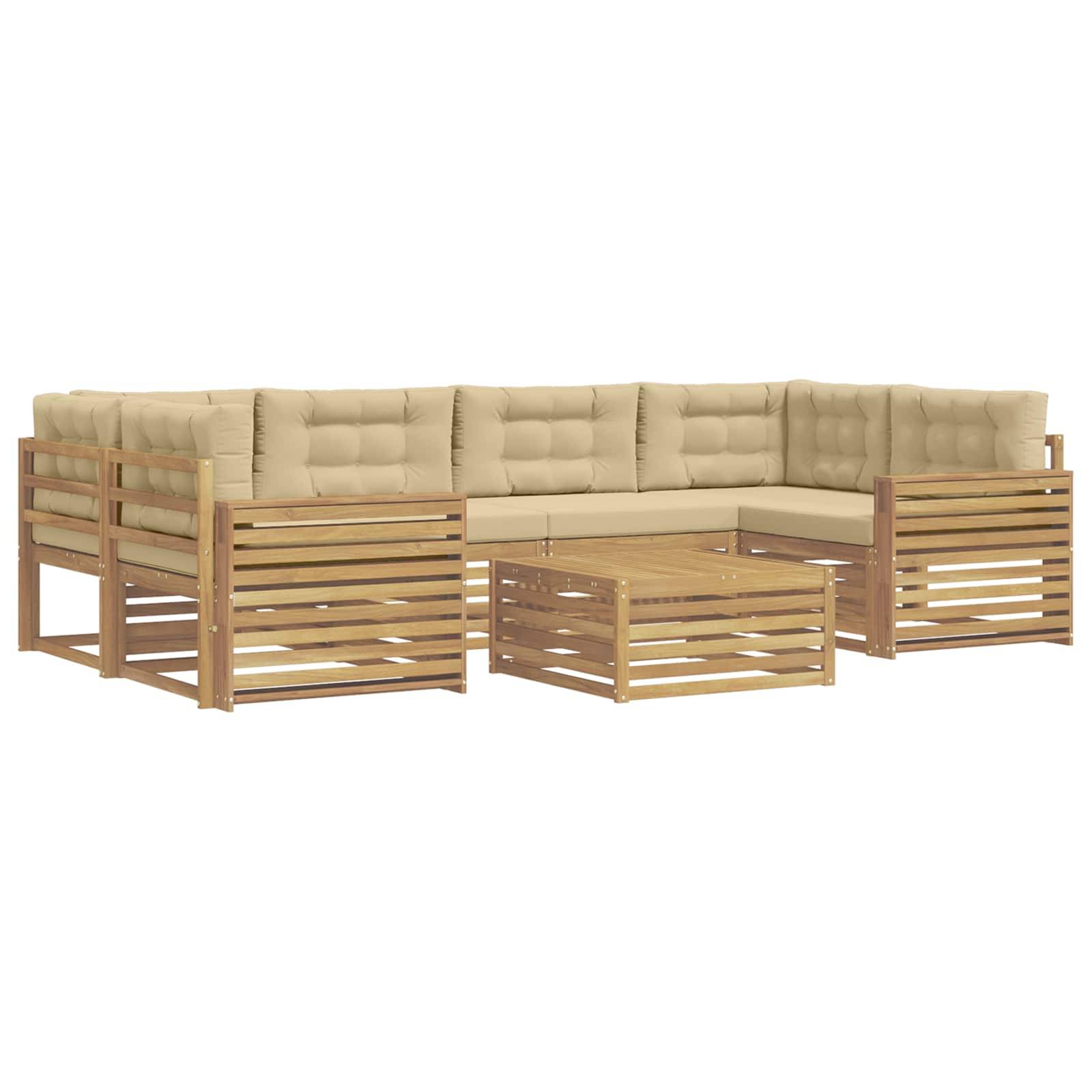 vidaXL Outdoor-Sofagarnitur 7 pcs Weiß und Beige