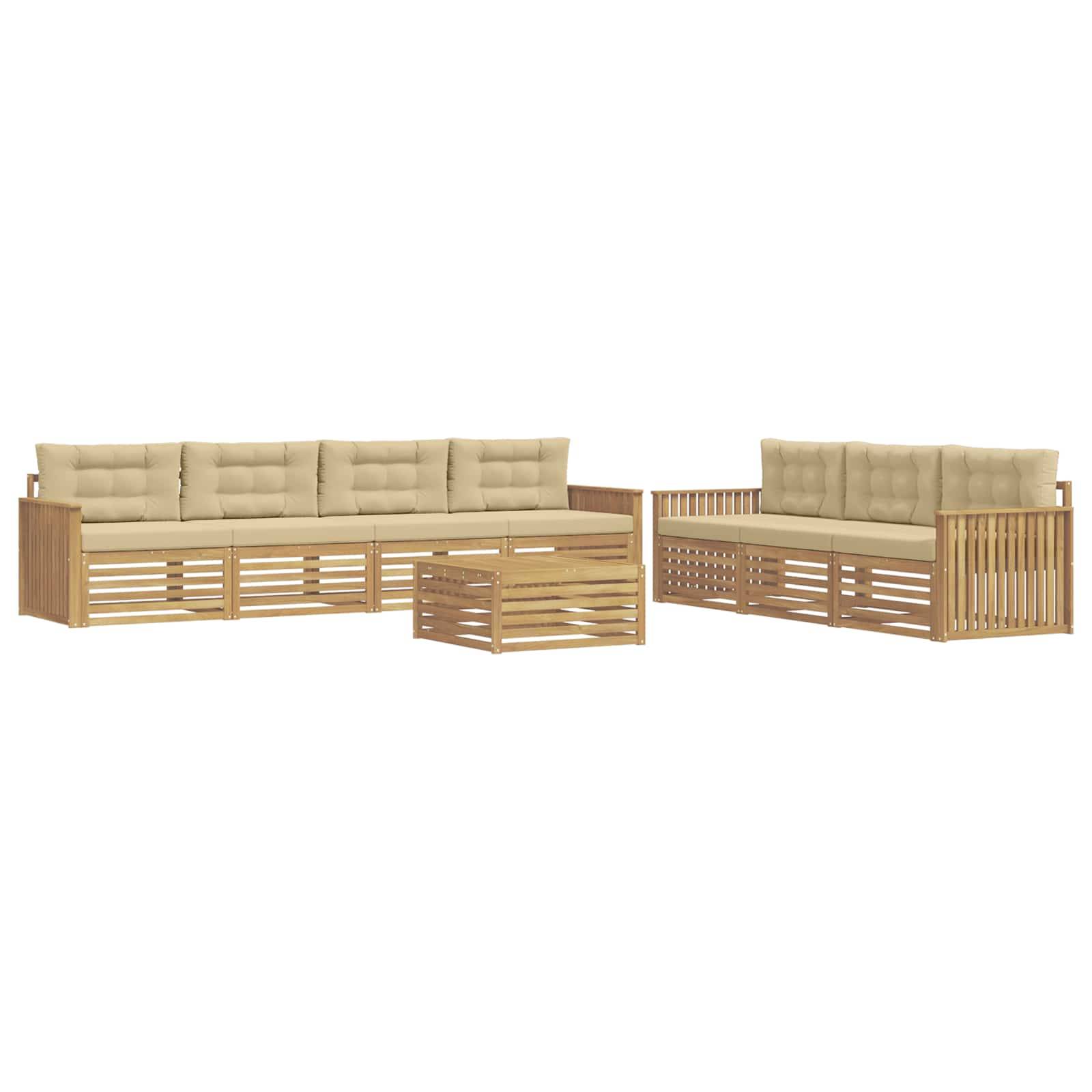 vidaXL Outdoor-Sofagarnitur 8 pcs Weiß und Beige