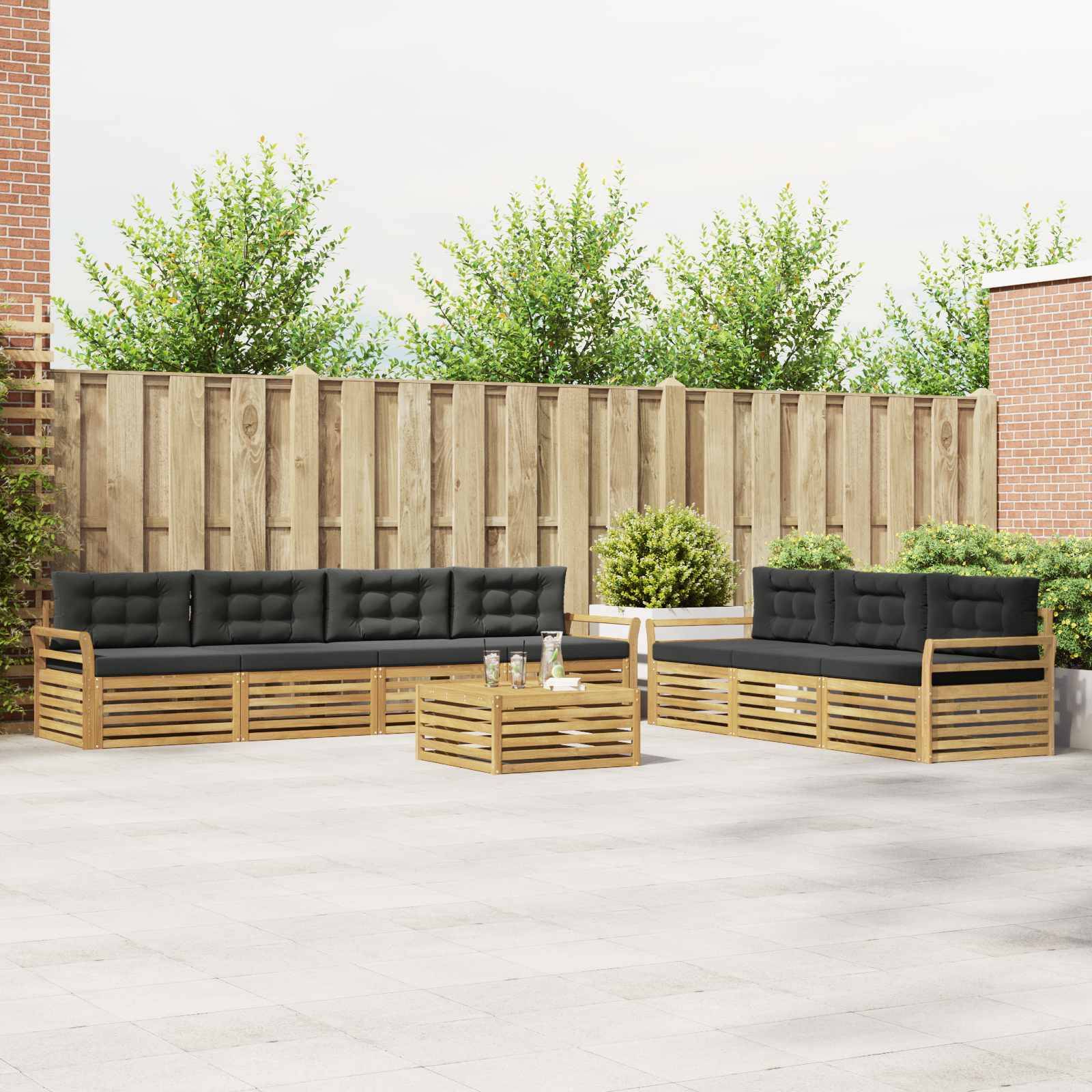 vidaXL Outdoor-Sofagarnitur 8 pcs Weiß und Anthrazit