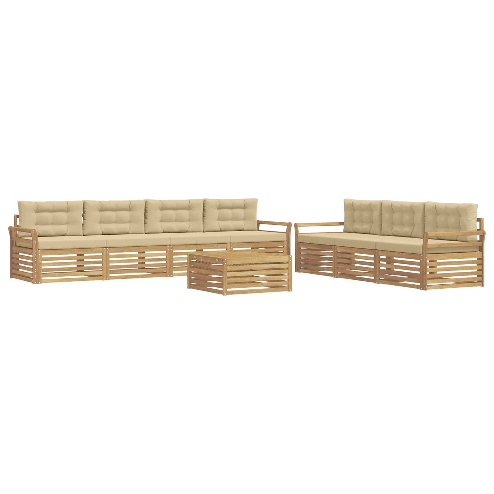 vidaXL Outdoor-Sofagarnitur 8 pcs Weiß und Beige