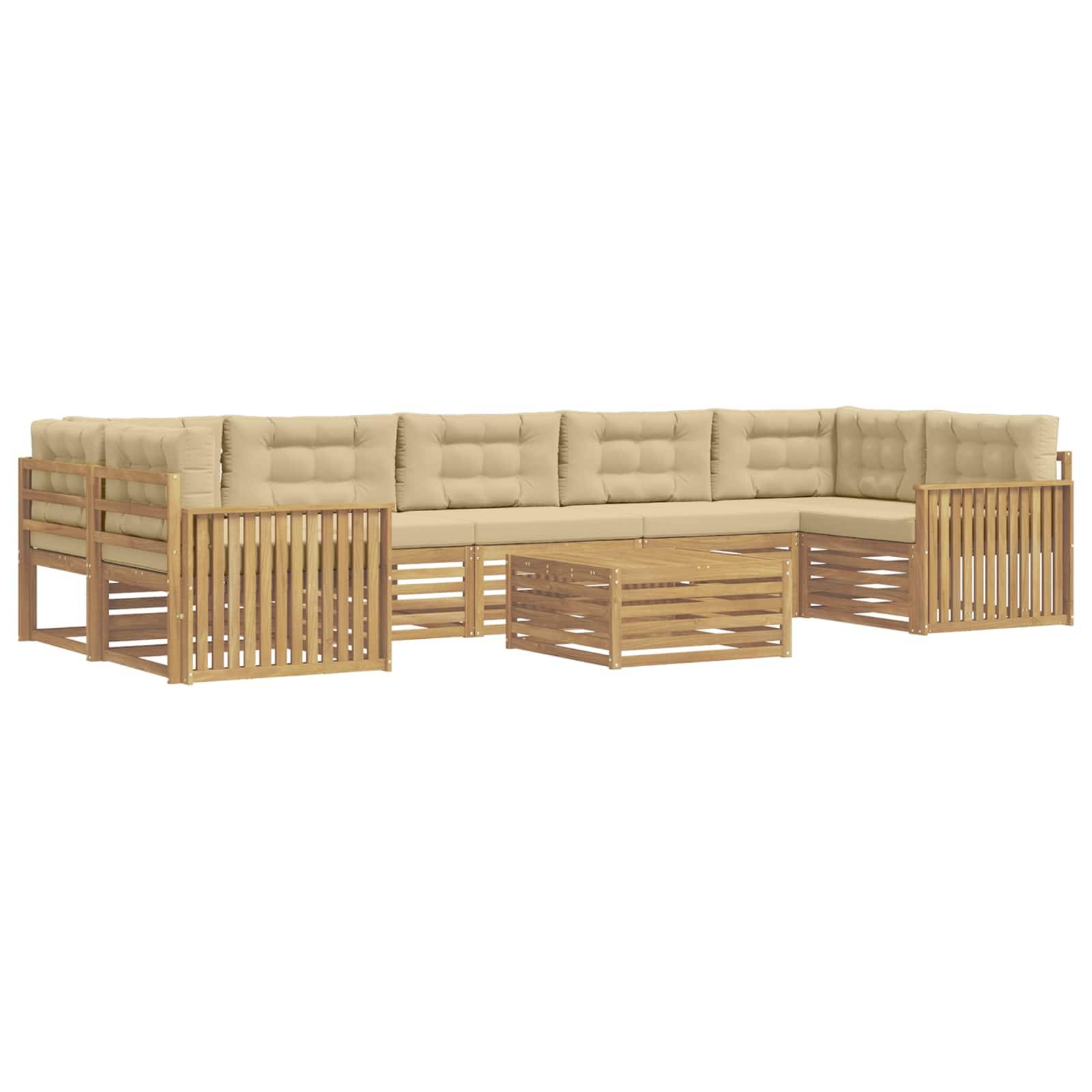 vidaXL Outdoor-Sofagarnitur 8 pcs Weiß und Beige Massivholz Akazie