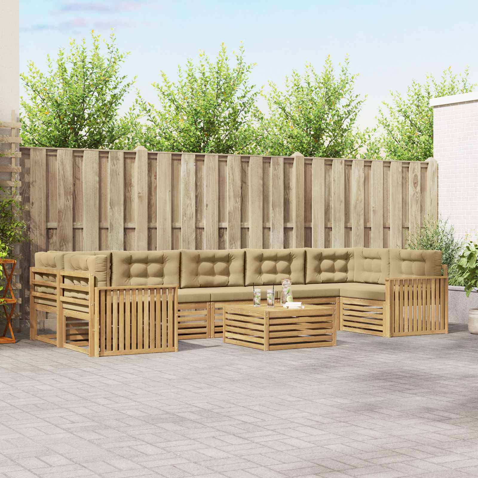 vidaXL Outdoor-Sofagarnitur 8 pcs Weiß und Beige Massivholz Akazie