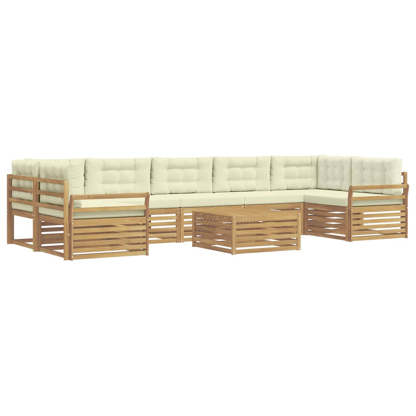 vidaXL Outdoor-Sofagarnitur 8 pcs Weiß und Creme Massivholz Akazie