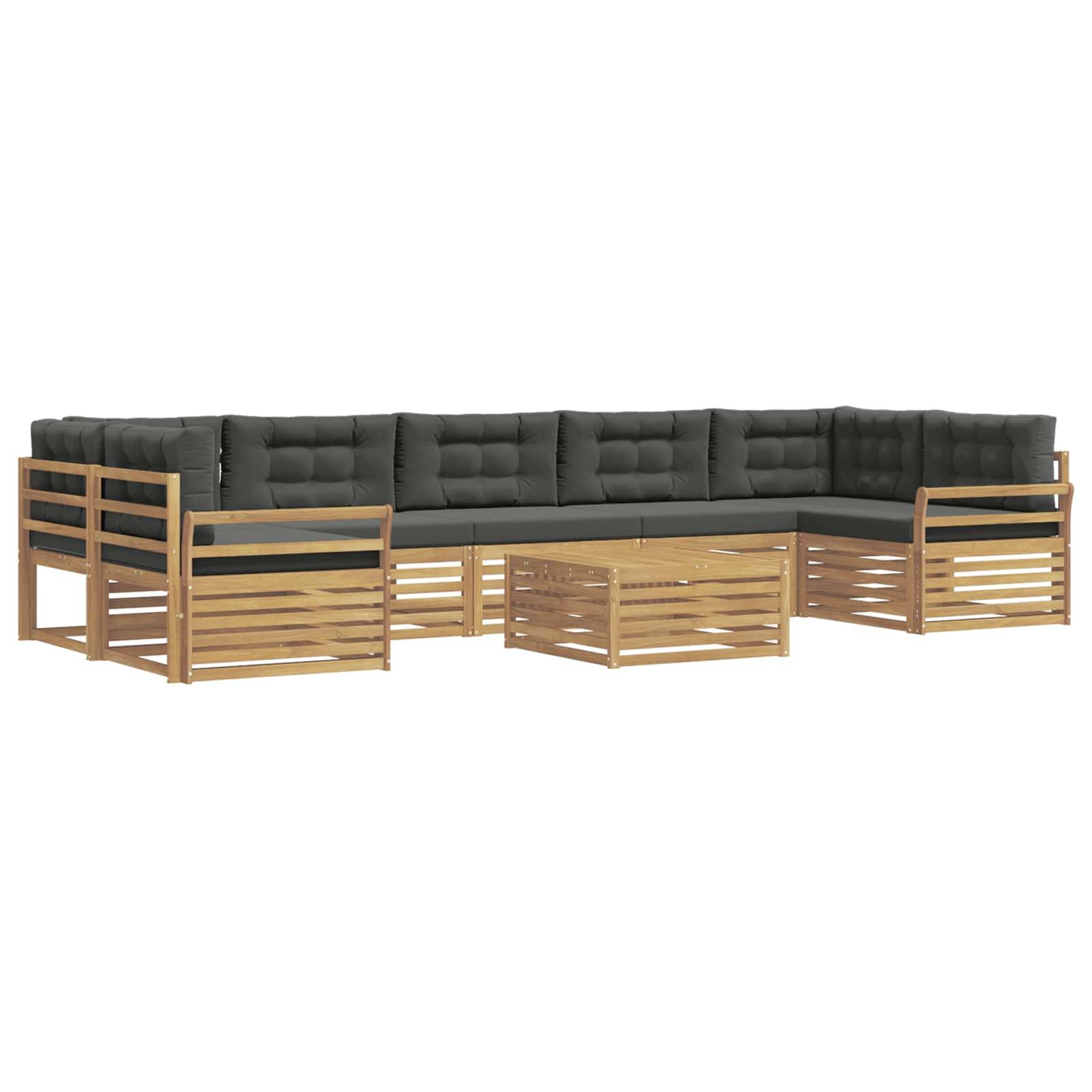 vidaXL Outdoor-Sofagarnitur 8 pcs Weiß und Anthrazit Massivholz Akazie