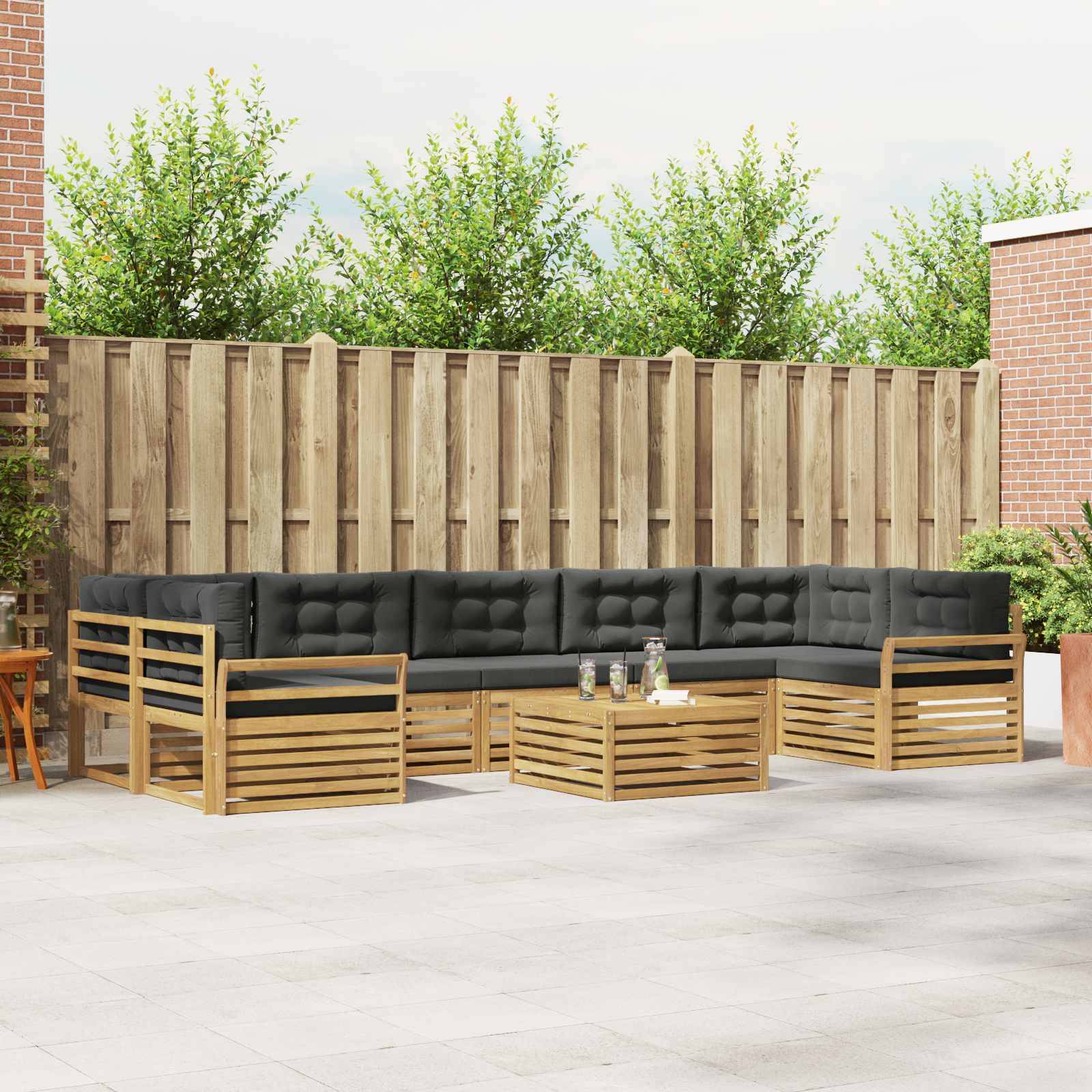 vidaXL Outdoor-Sofagarnitur 8 pcs Weiß und Anthrazit Massivholz Akazie